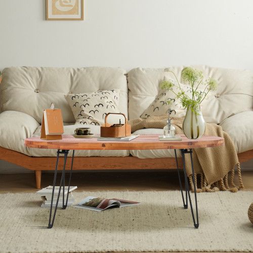 Designer × Homemade Oval Natural Reclaimed Wood Foldable Cocktail Table for Your Size US L / EU 52-54 / 3 - 1 Thumbnail