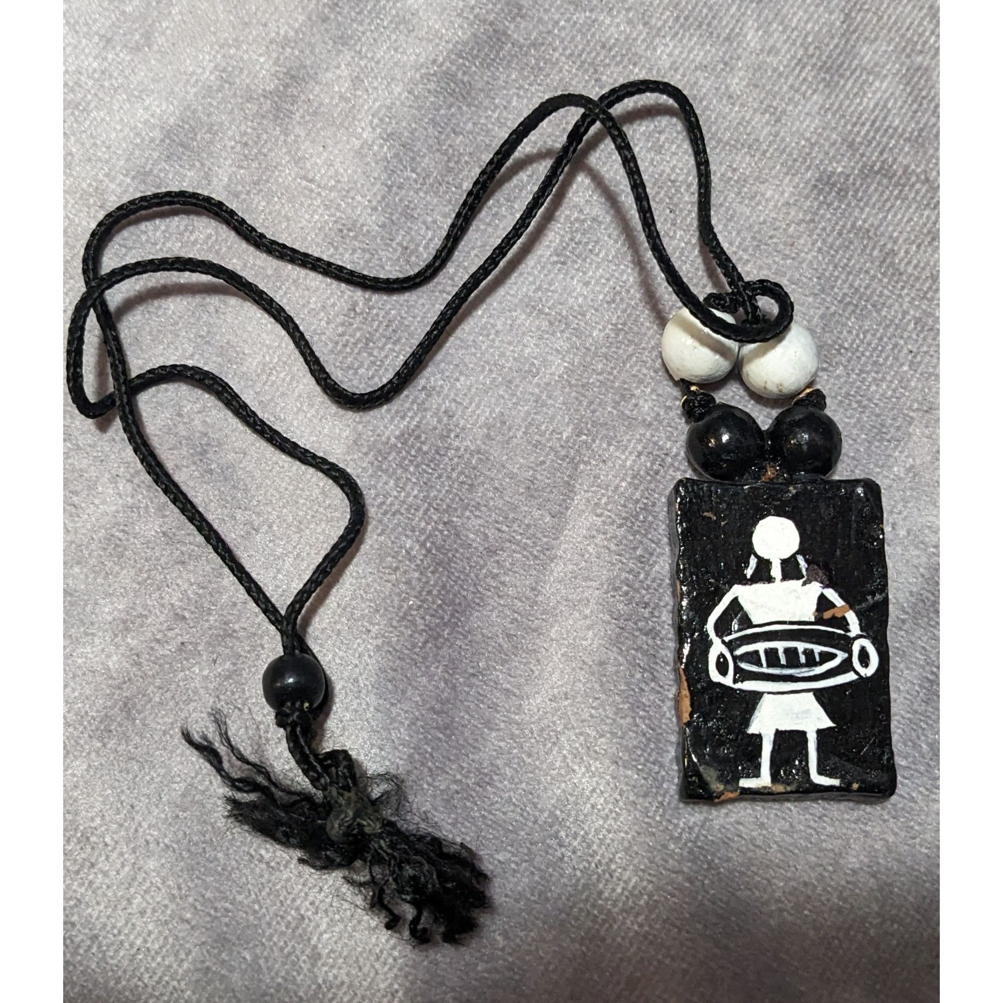 Other Vintage Terra Cotta Black And White Primitive Person Pendant Size ONE SIZE - 10 Thumbnail