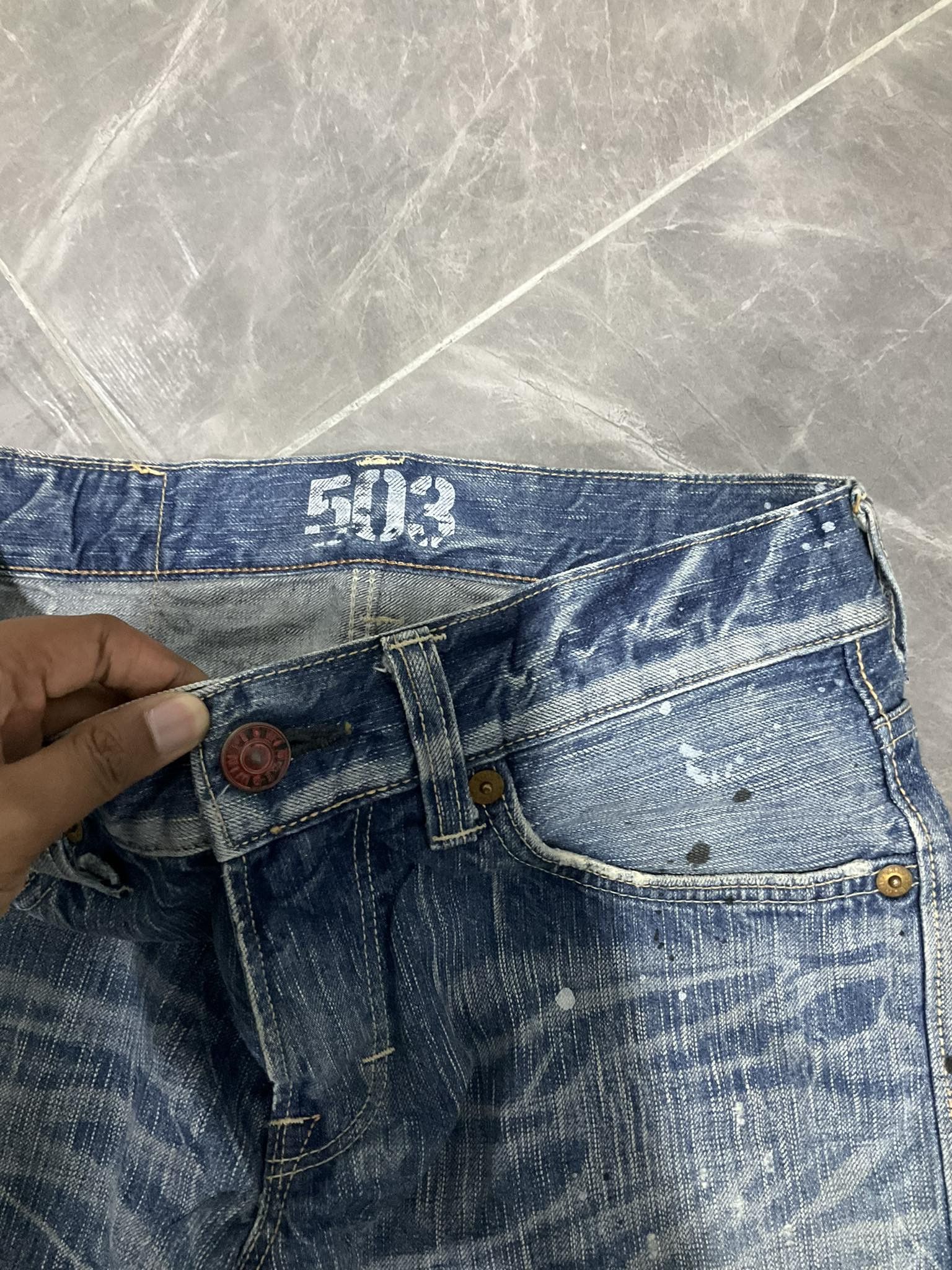 Edwin Vintage Edwin 503 Flare Distressed Jeans Size US 30 / EU 46 - 6 Thumbnail