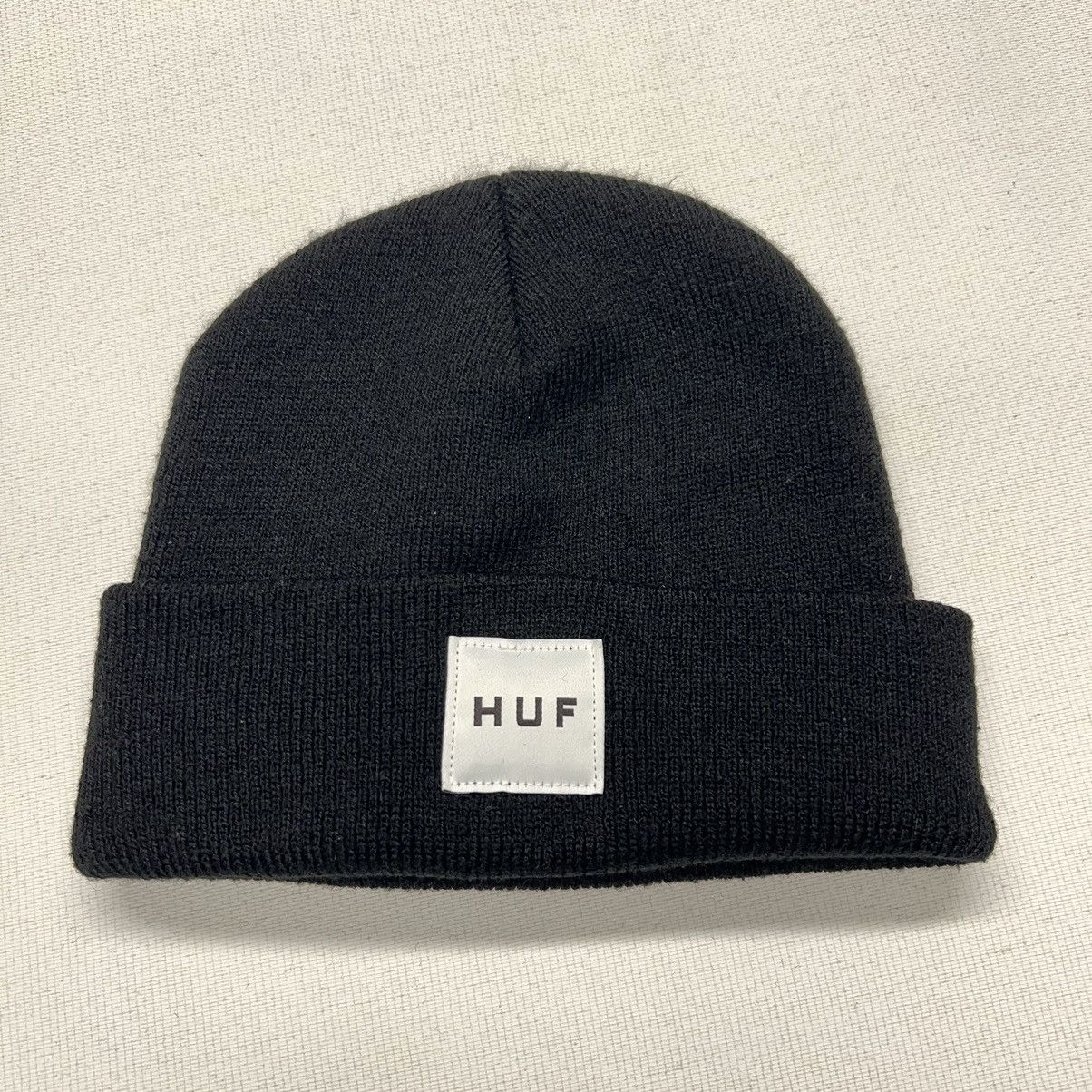 Huf HUF Beanie Hat Black Logo Patch Skate Board Box Cuffed Cap Size ONE SIZE - 1 Thumbnail