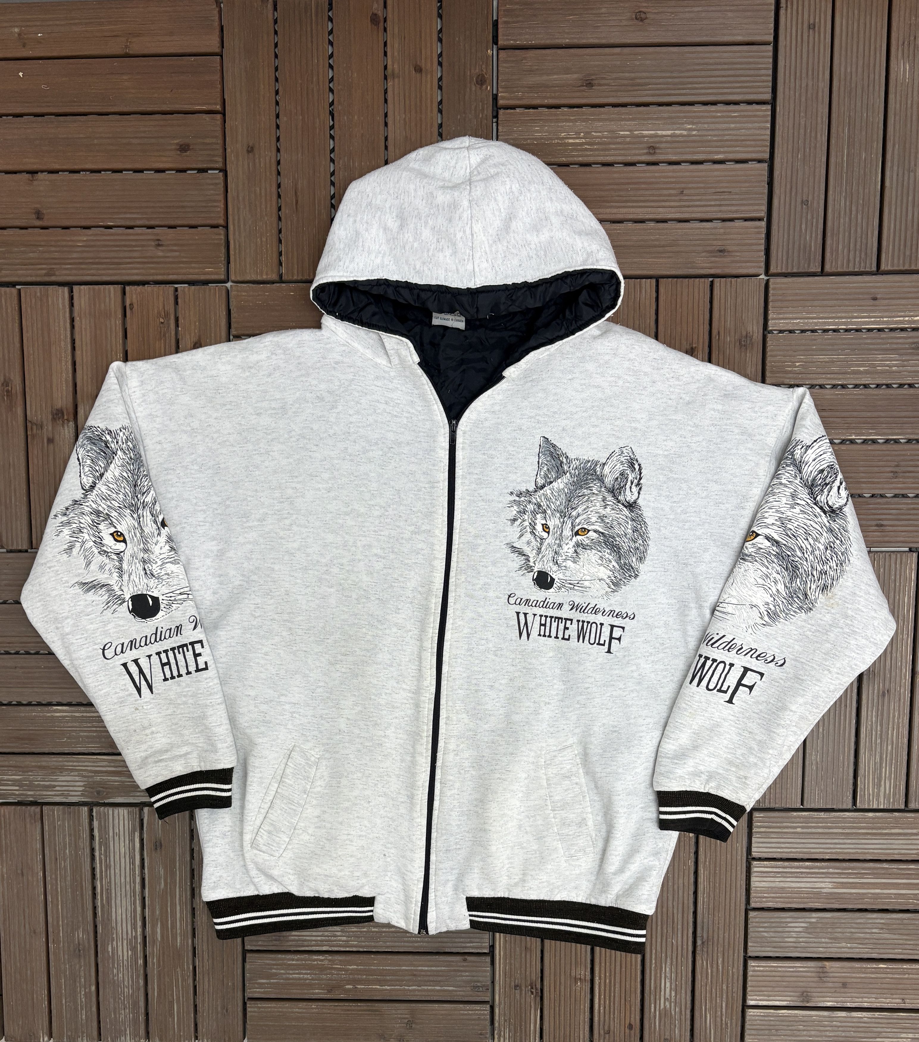 Vintage Canadian WIlderness White Wolf Vintage Grey Hoodie Size US XXL / EU 58 / 5 - 1 Thumbnail
