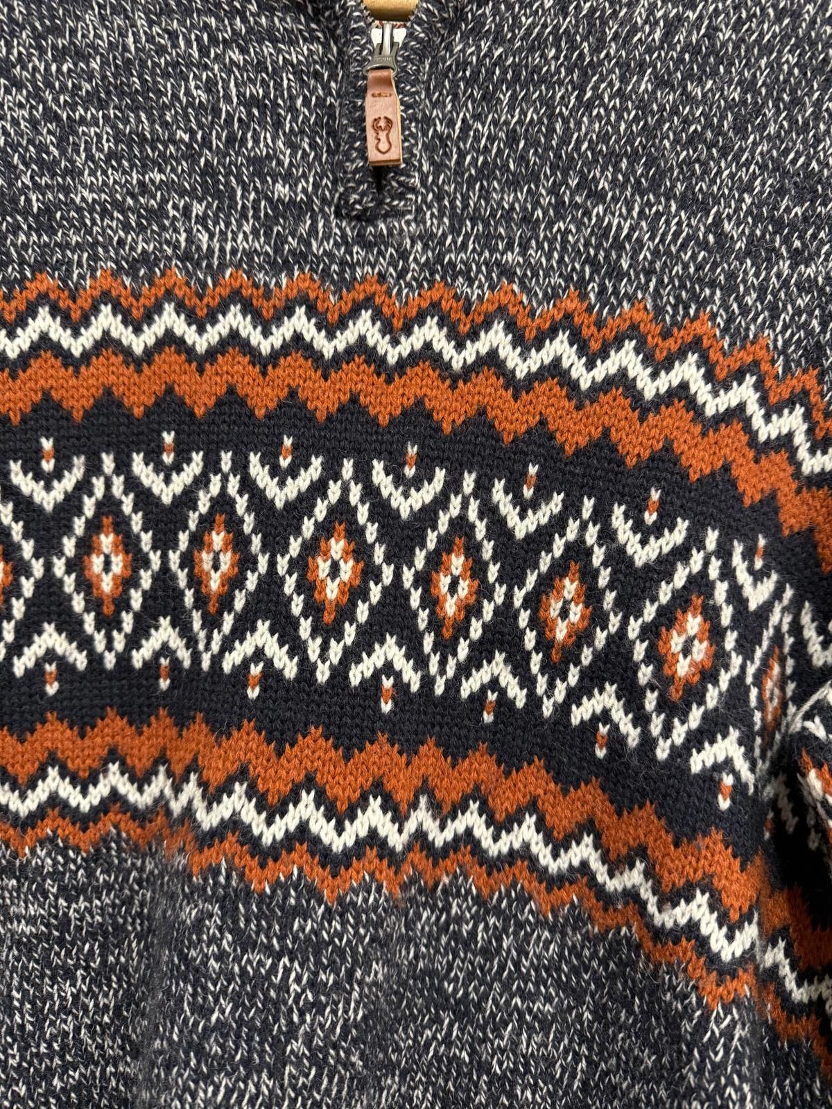 Other Men's Grey and Orange Patterned Knit Pullover Sweater with Z Size ONE SIZE - 3 Thumbnail