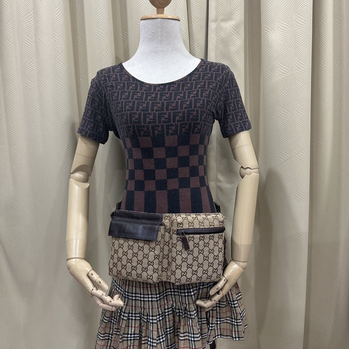 Gucci GUCCI GG CANVAS DOUBLE POCKET BELT BAG WAIST BUMBAG 25 Size ONE SIZE - 13 Thumbnail