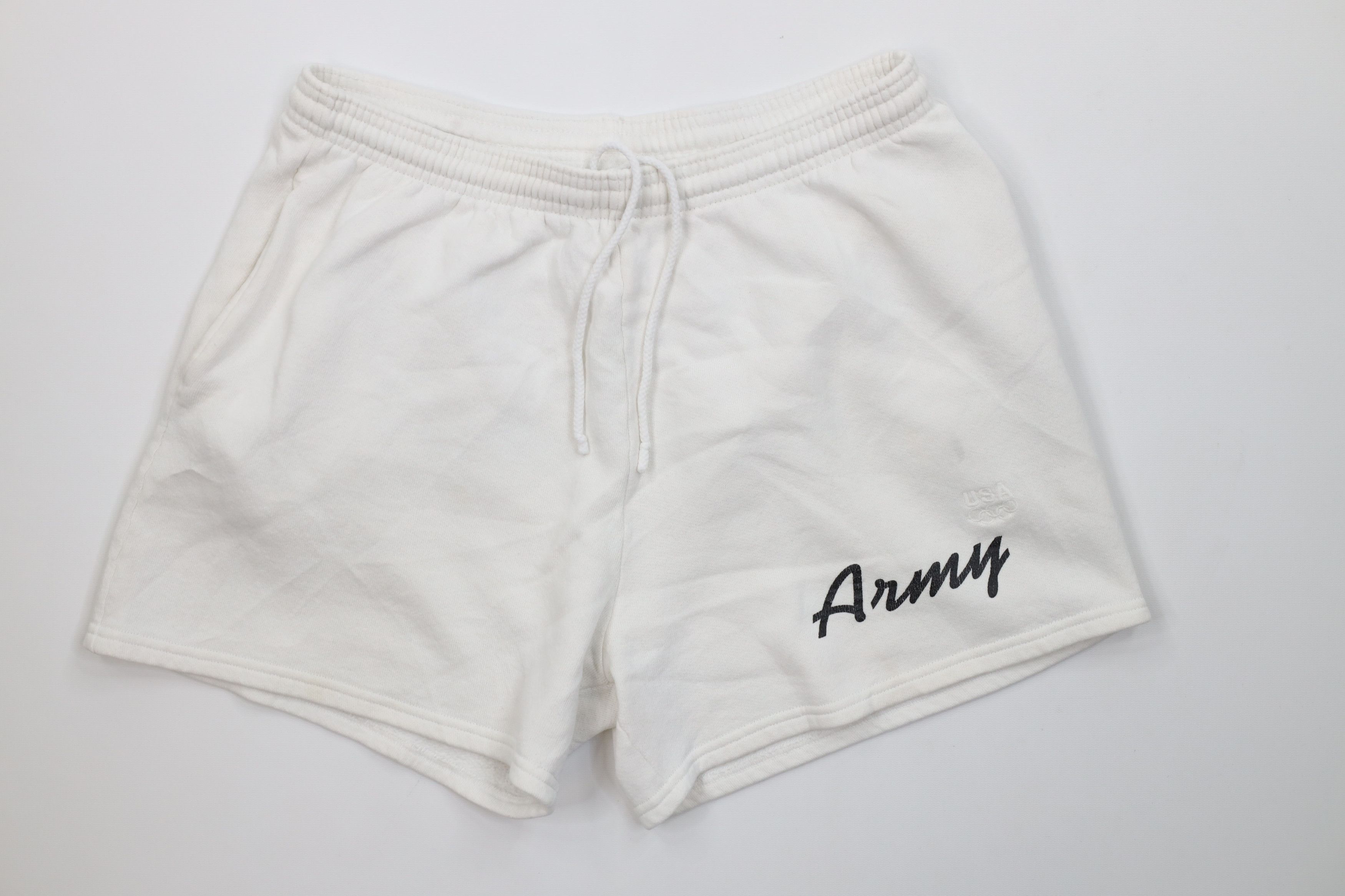 Vintage Vintage 90s USA Olympics Army Above Knee Shorts White USA Size US 34 / EU 50 - 1 Thumbnail