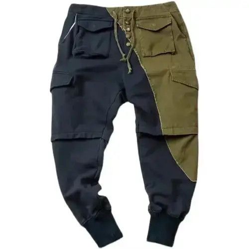 American Edition × Japanese Brand × Jean 21AW Tokyo Union Navy Blue Green Patchwork Jogger Pants Size US 32 / EU 48 - 2 Thumbnail