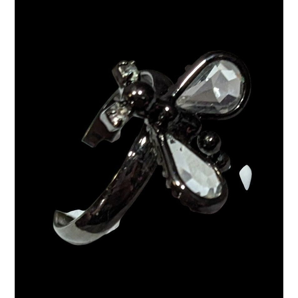Other Whimsygoth Fairycore Black Dragonfly Adjustable Ring With Cl Size ONE SIZE - 4 Thumbnail