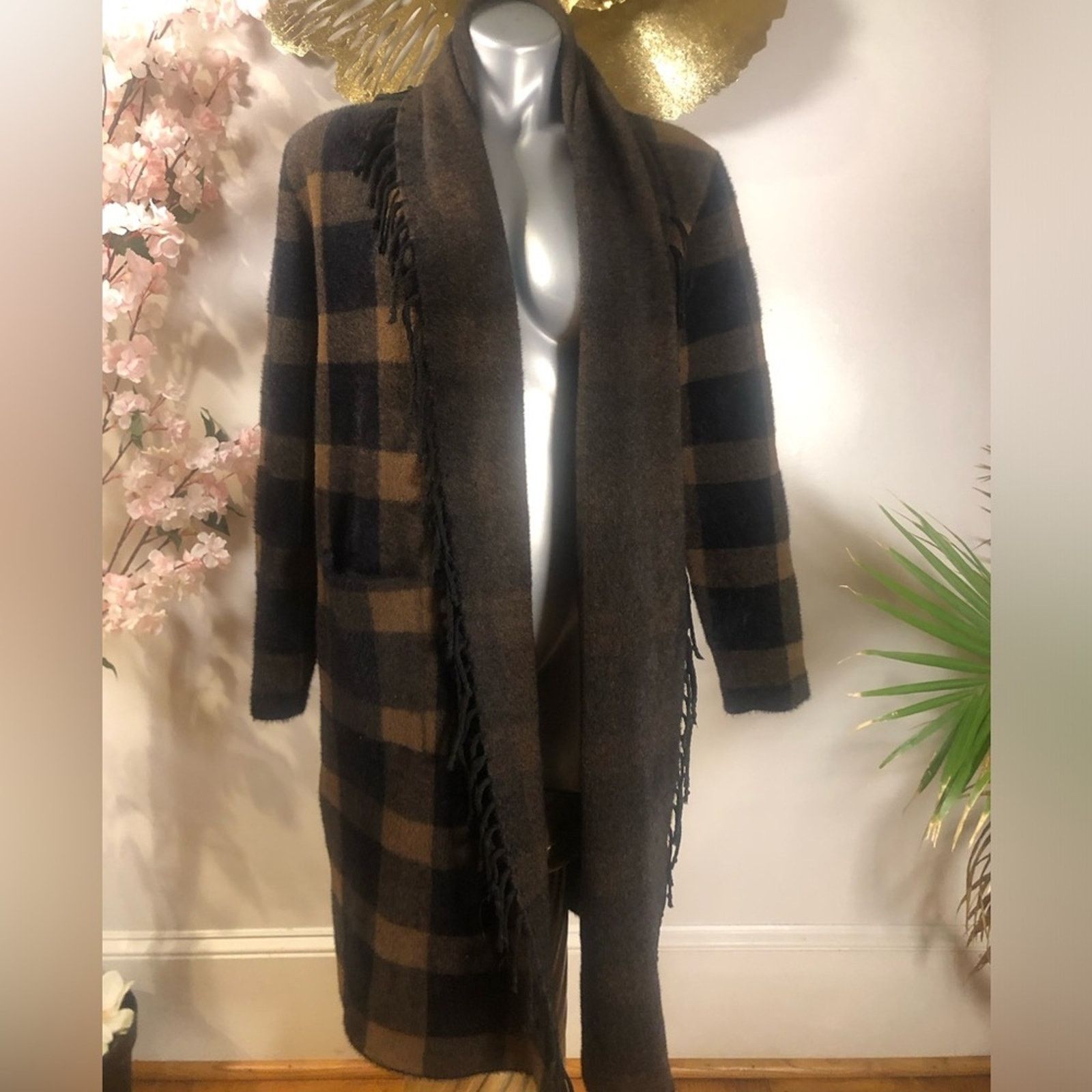 Other Long cardigan sweater checkered brown and back. Lysse Size M / US 6-8 / IT 42-44 - 3 Thumbnail