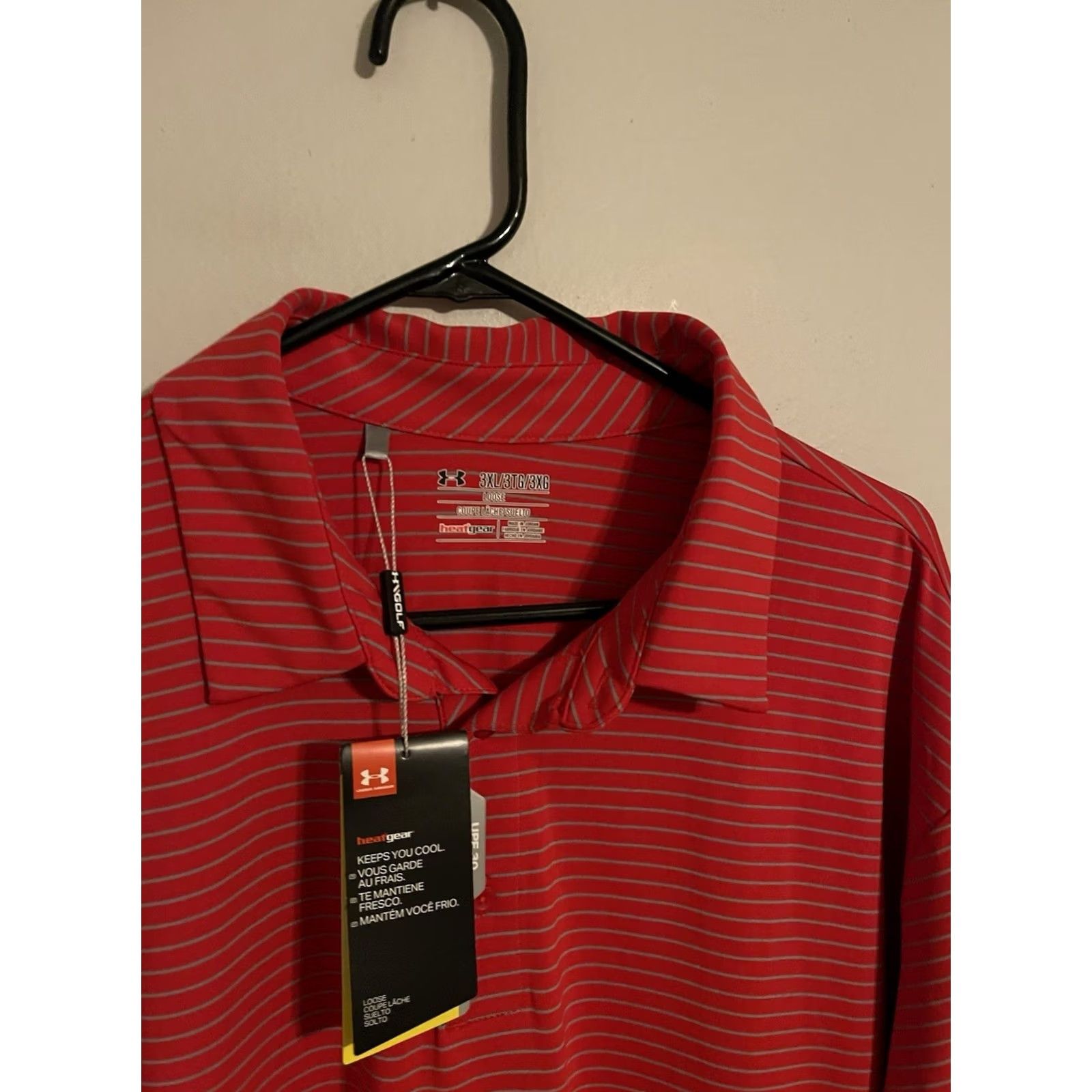 Under Armour Under Armour Golf Shirt Mens 3XL Red Striped Athletic Performance Size US XL / EU 56 / 4 - 2 Thumbnail