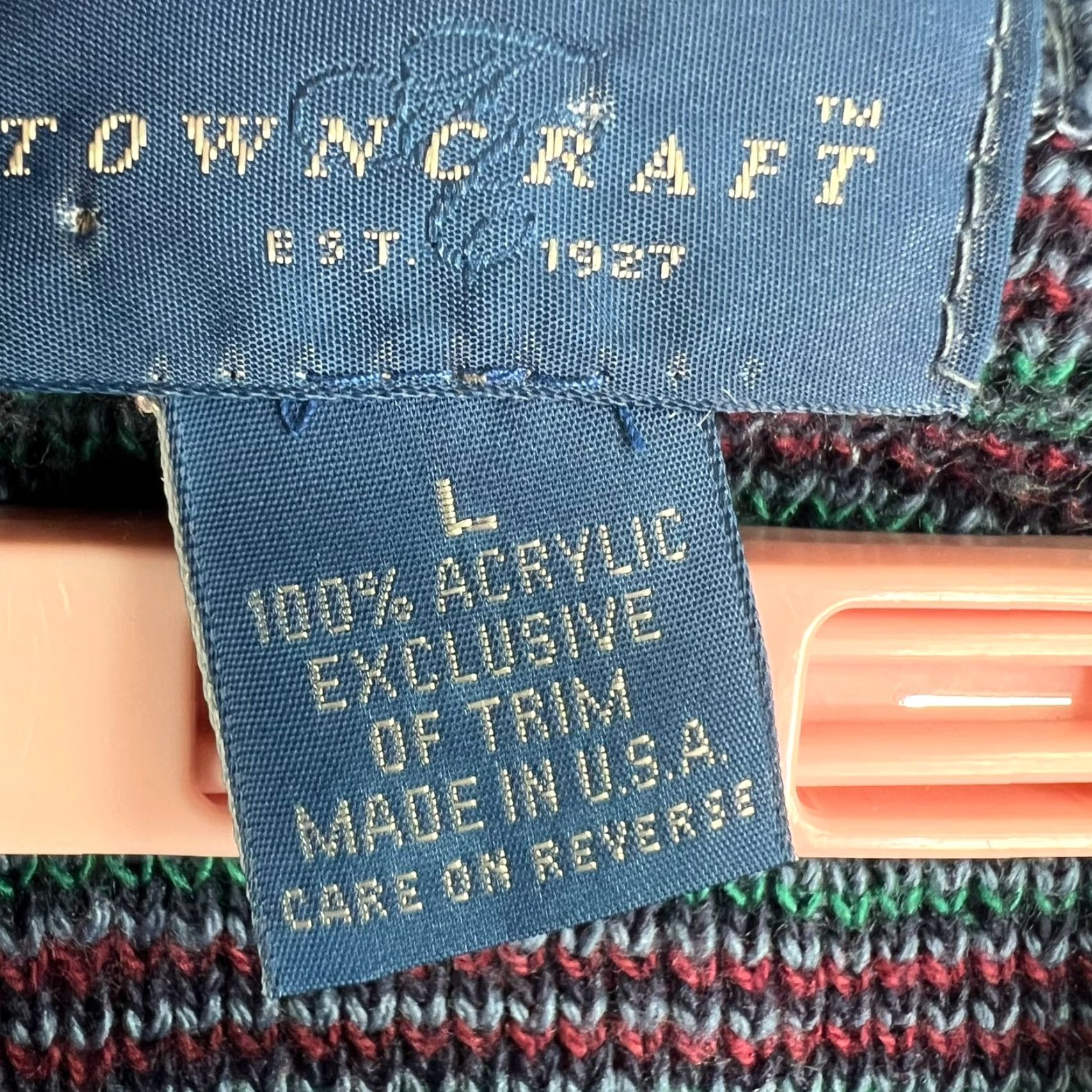 Vintage VINTAGE TownCraft V Neck Acrylic Sweater Mens Size L Blue Geometric Size US L / EU 52-54 / 3 - 5 Thumbnail