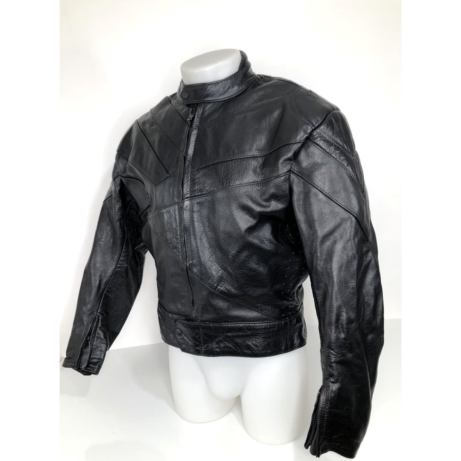 Vintage 4 STAR - Mens XL Leather Motorcycle Biker Jacket Padded Heavy Duty Black Exterior Style: Biker Size US XL / EU 56 / 4 - 3 Thumbnail