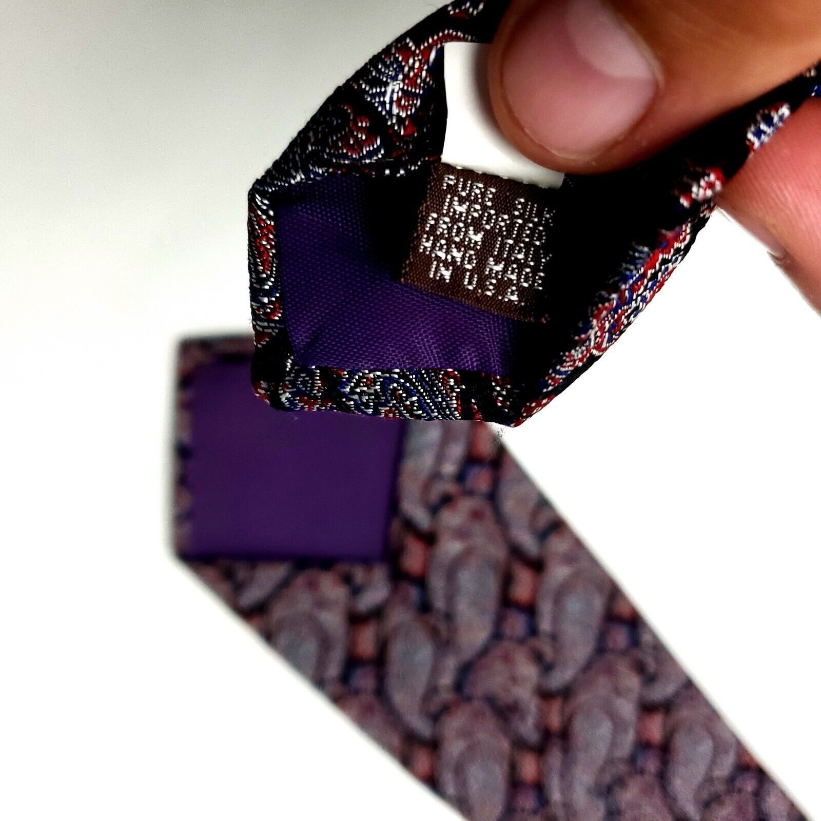 Designer Cesarani Silk Tie Black Red Paisley Woven Size ONE SIZE - 5 Thumbnail