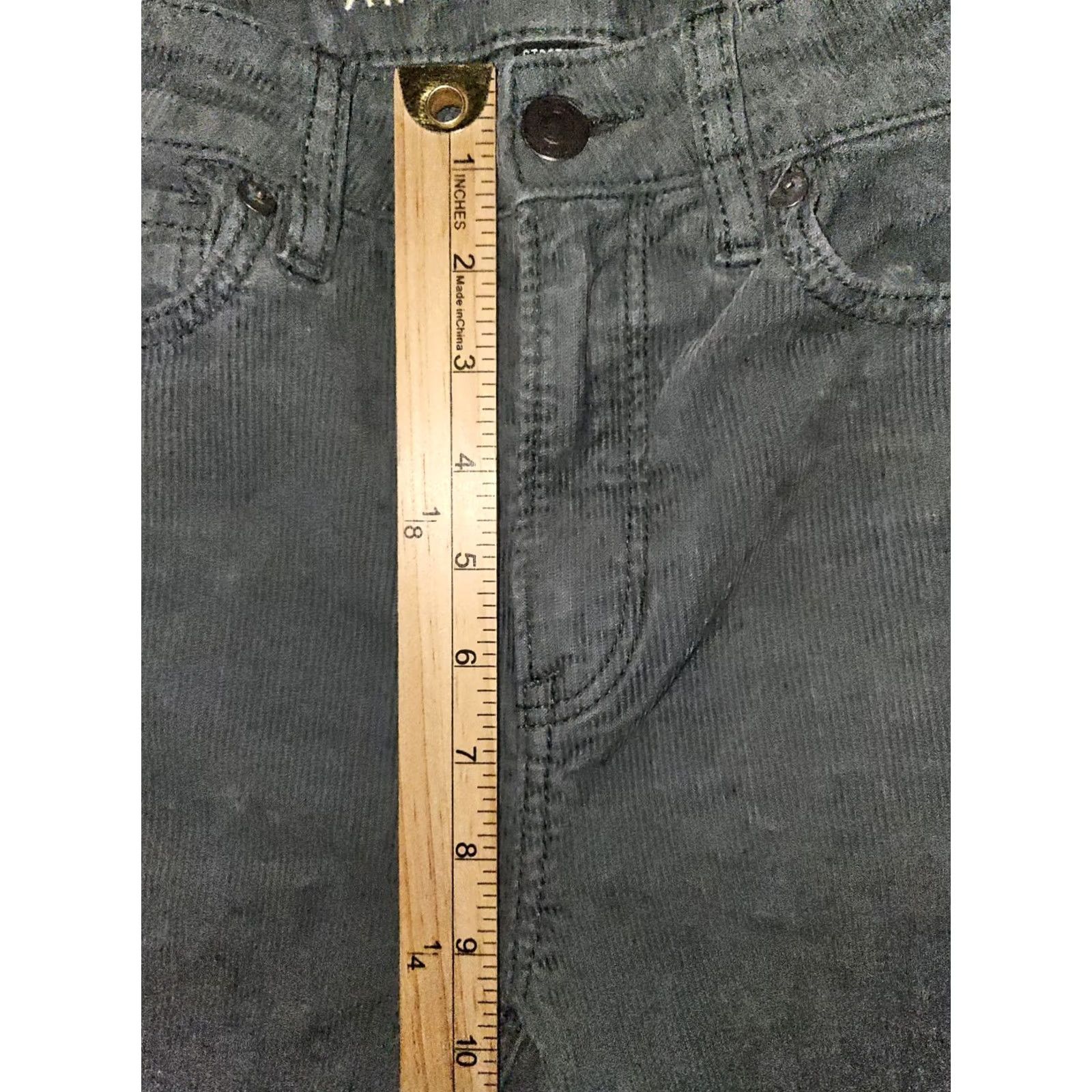 American Eagle Outfitters VINTAGE American Eagle Outfitters Mom Straight Jeans Corduroy Green 00 Short Mid Rise Womens 90s Grunge College Logo Pockets Stretch Solid Size 24" / US 00 / IT 34 - 6 Thumbnail