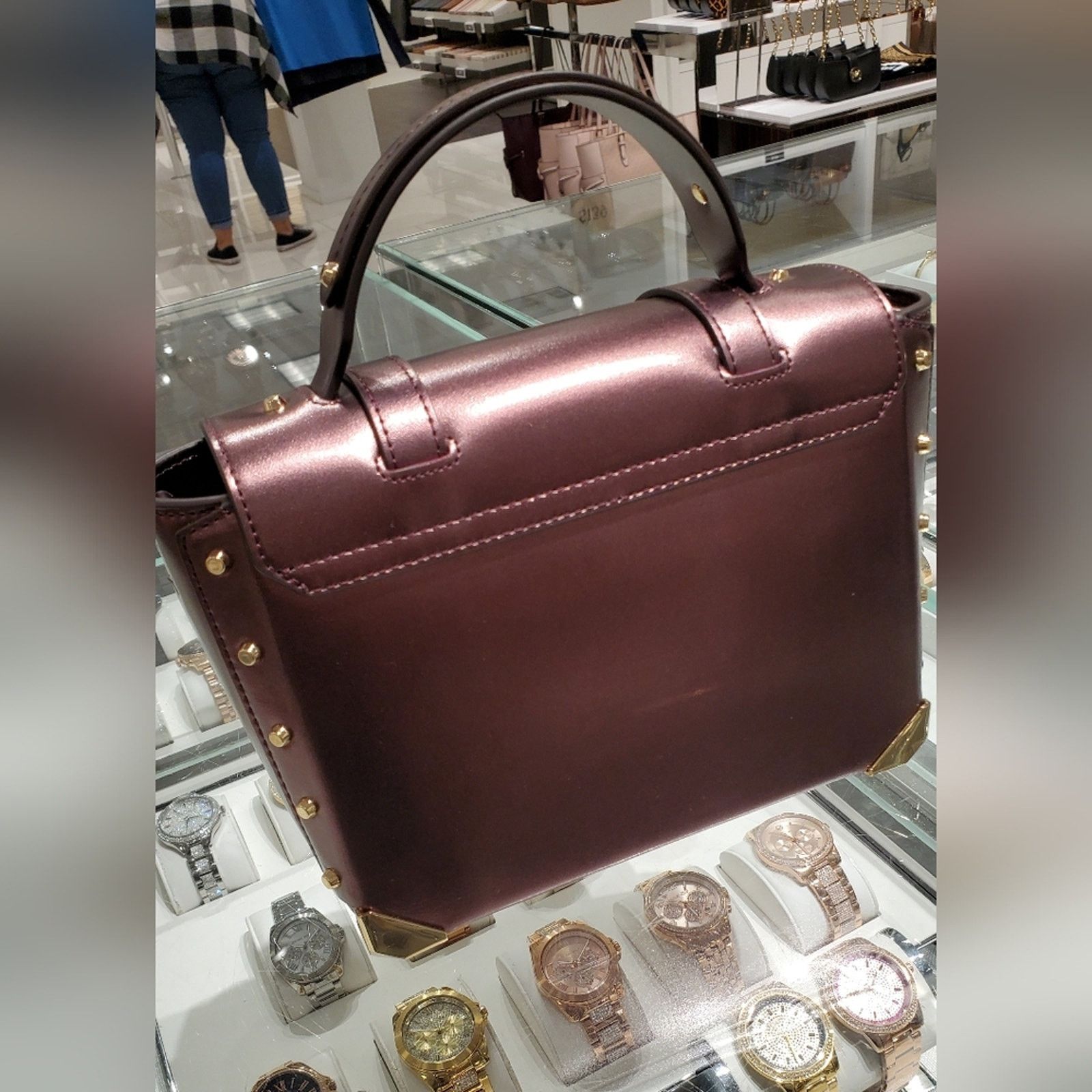 Michael Kors Michael Kors MANHATTAN MD Satchel Bordeaux Bronze Color Size ONE SIZE - 5 Thumbnail