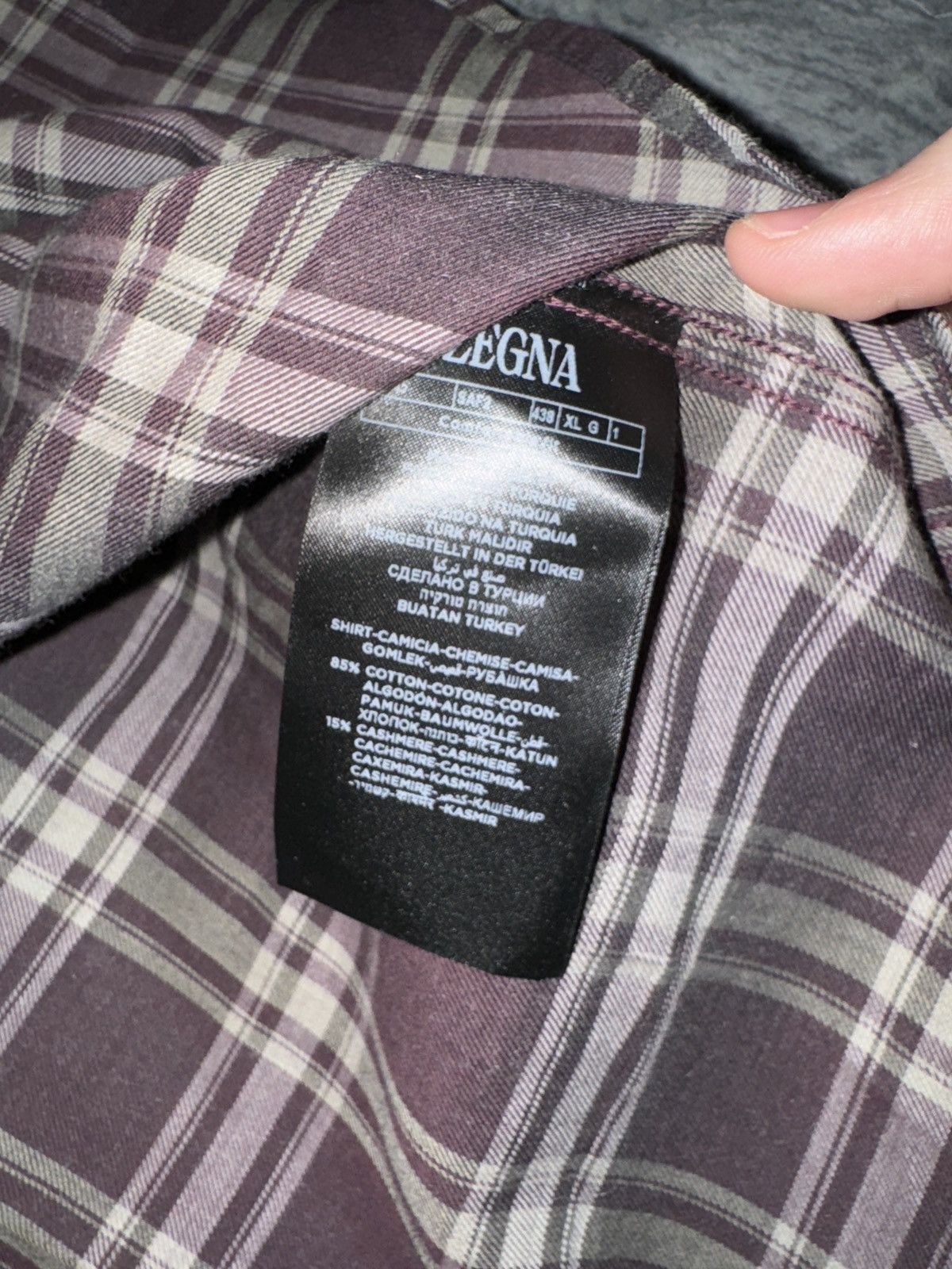 Ermenegildo Zegna × Z Zegna Zegna Men's Purple Plaid Long Sleeve Button-Up Shirt Size Size US XL / EU 56 / 4 - 5 Thumbnail