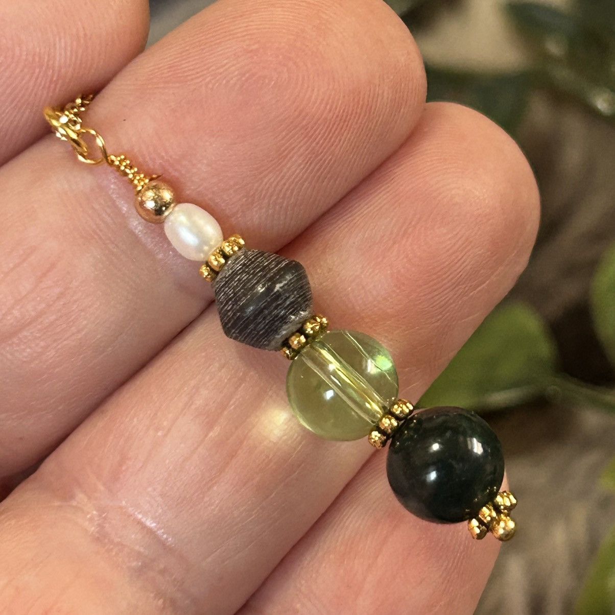 Handmade Handcrafted vintage bead drop pendant on chain necklace Size ONE SIZE - 1 Thumbnail
