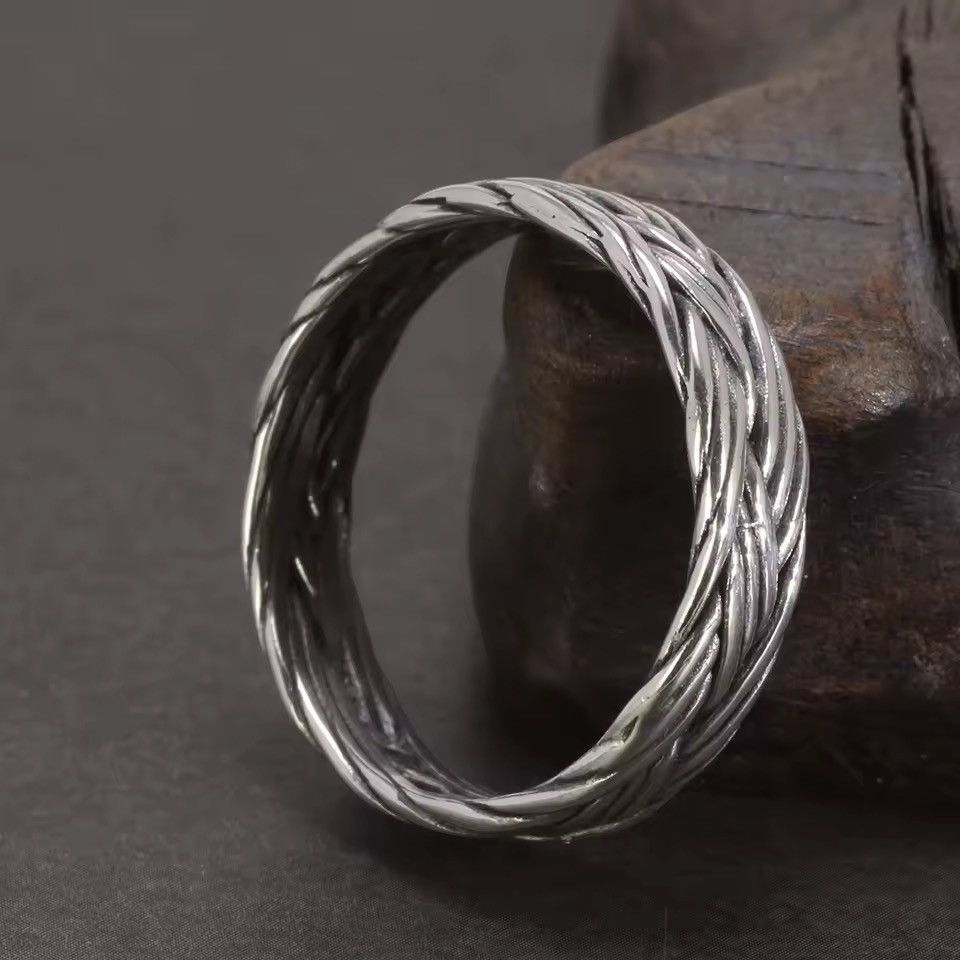 Sterling Silver 925 Sterling Silver Braided Punk Ring Size ONE SIZE - 3 Thumbnail