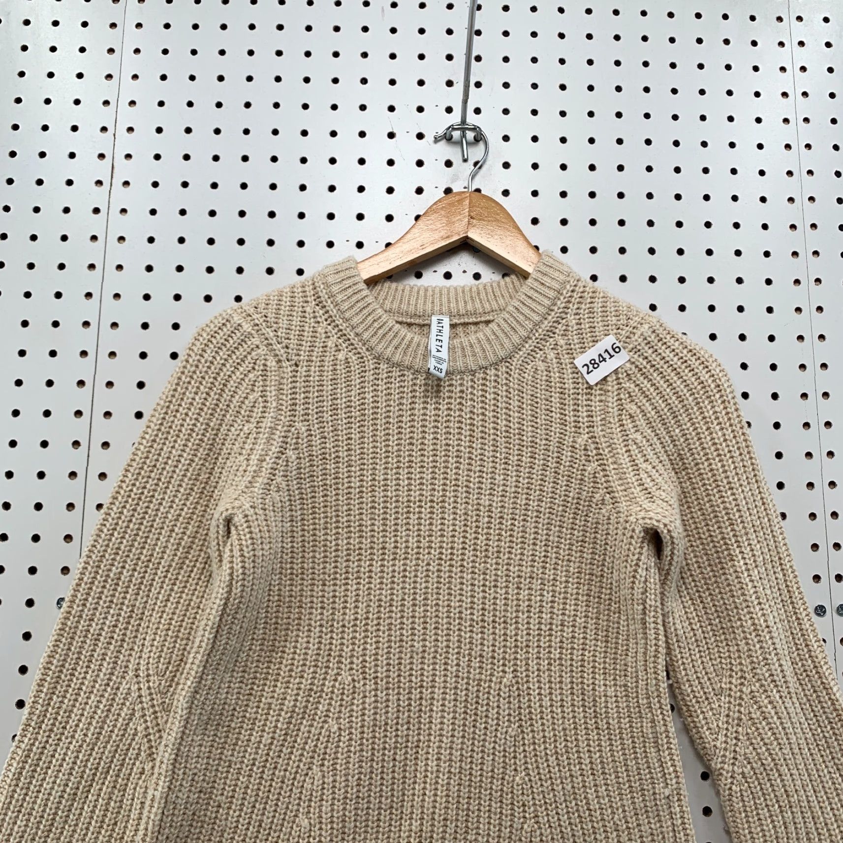 Athleta VINTAGE Athleta Wool Blend Sweater Ivory Waffle Knit Long Sleeve Pullover Womens 2XS Size XXS / US 00 / IT 34 - 5 Thumbnail