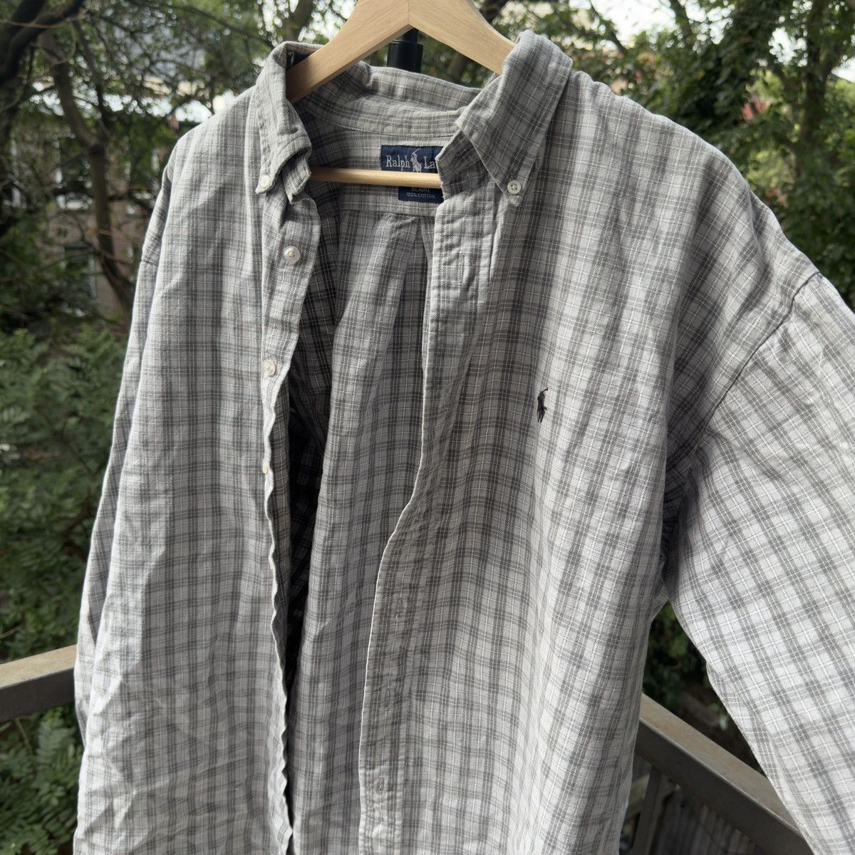 Vintage Polo Ralph Lauren Gray Plaid Shirt Skater Faded ERD Grunge Size US L / EU 52-54 / 3 - 2 Thumbnail