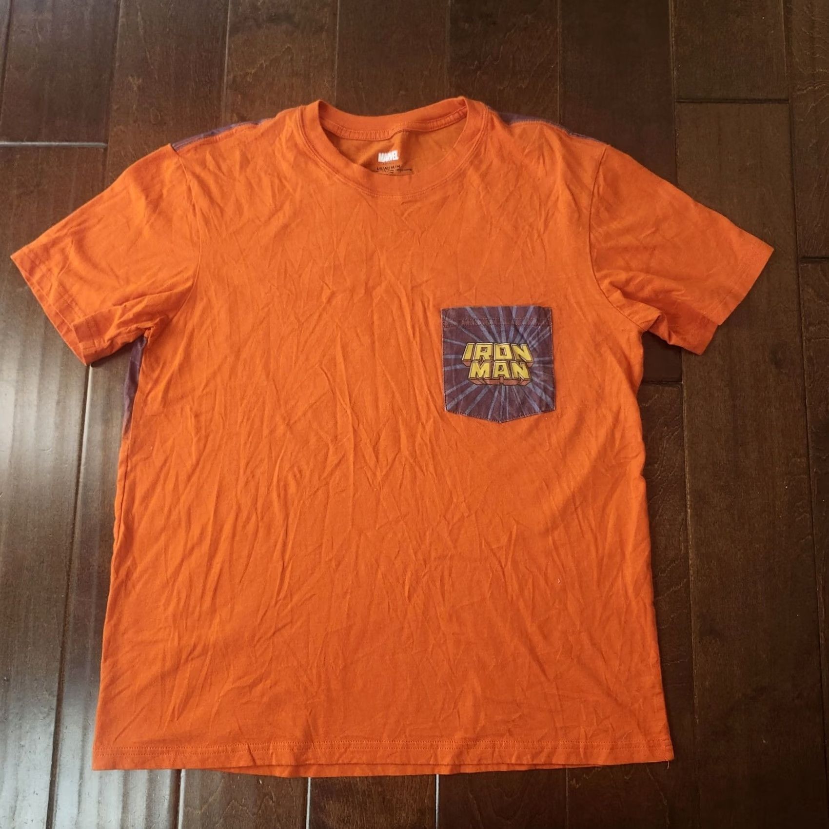 Vintage Marvel Iron Man T Shirt Mens Medium Orange Graphic Pocket Back Print Size US M / EU 48-50 / 2 - 2 Thumbnail