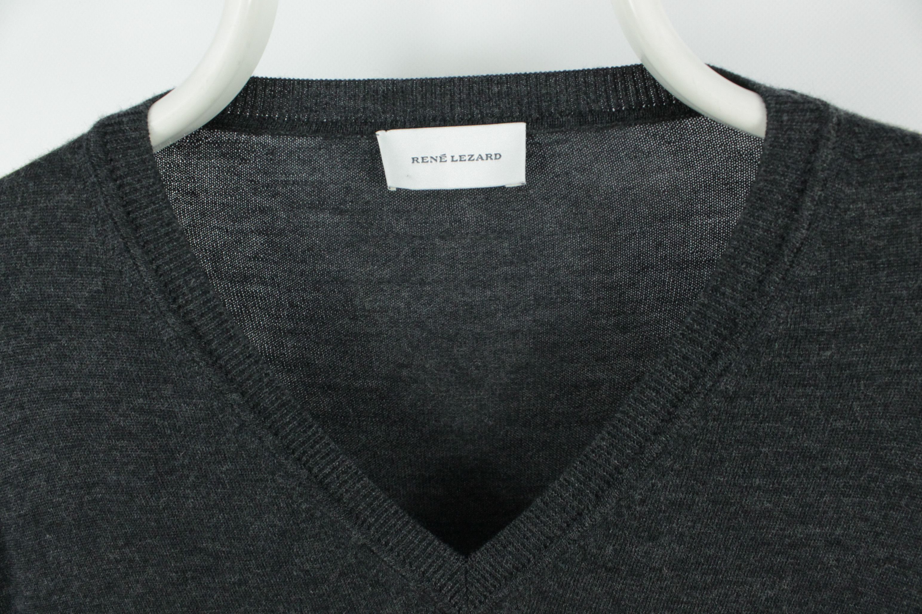 Other Rene Lezard Light Gray Wool V-Neck Slim Fit Pullover Sweater Size US L / EU 52-54 / 3 - 3 Thumbnail
