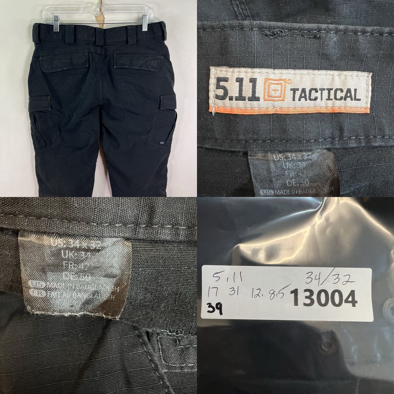 Vintage 5.11 Tactical Full Cargo Double Knee Pants Mens 34 X32 Black Ripstop Jeans Cargo Pocket 5-Pocket Design Regular Mens Size US 34 / EU 50 - 8 Thumbnail