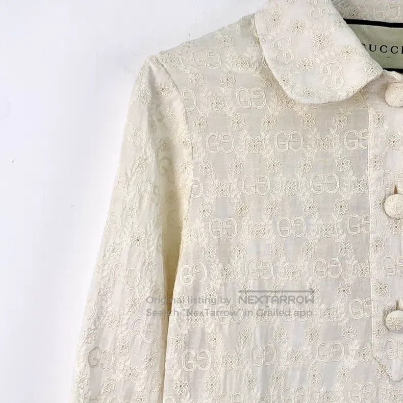Gucci Gucci Beige logo embroidered cotton cotton doll collar sin Size XS / US 0-2 / IT 36-38 - 3 Thumbnail