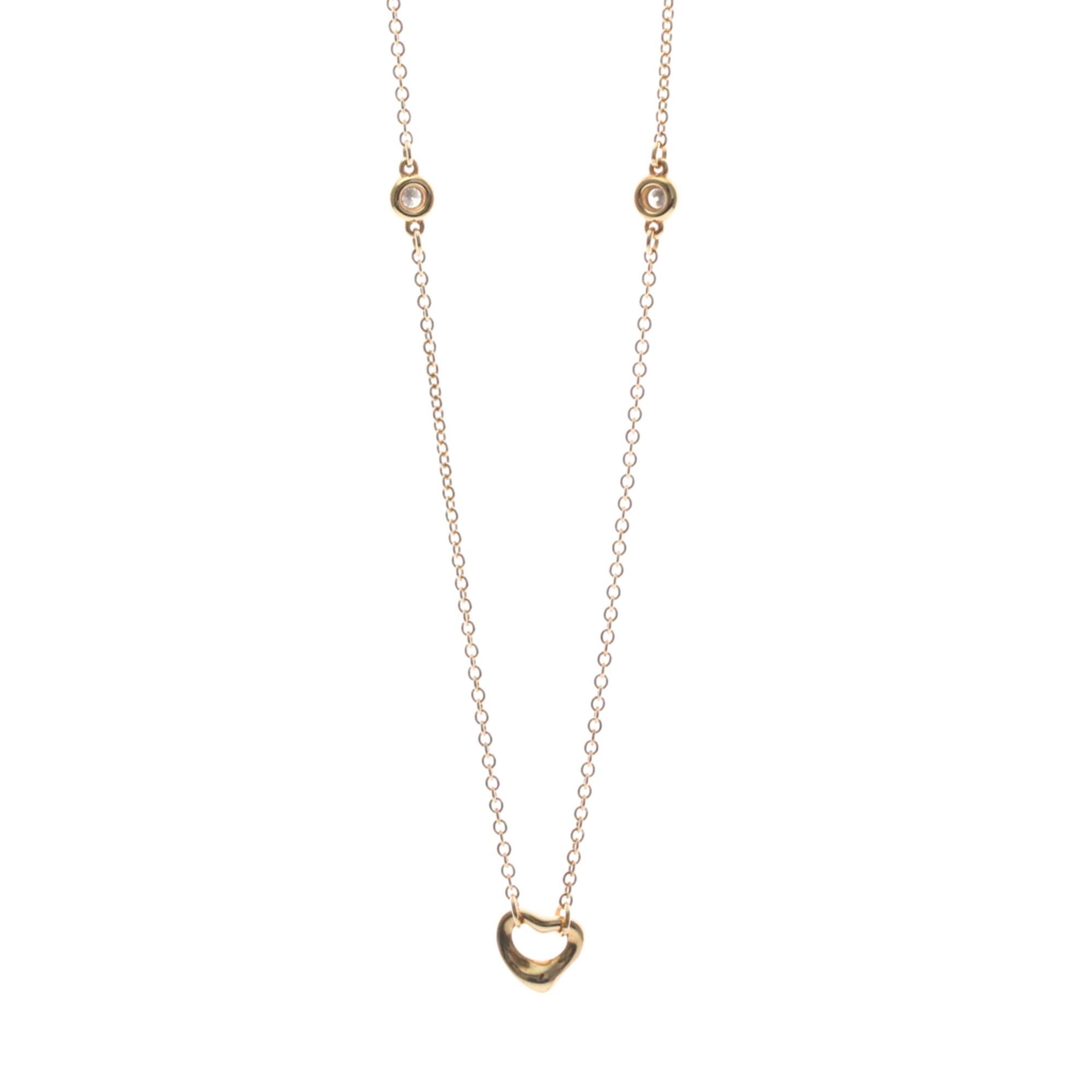 Tiffany By The Yard Open Heart Necklace Pink Gold (18K) Diamond MenWomen Fashion Pendant Necklace (Pink Gold)