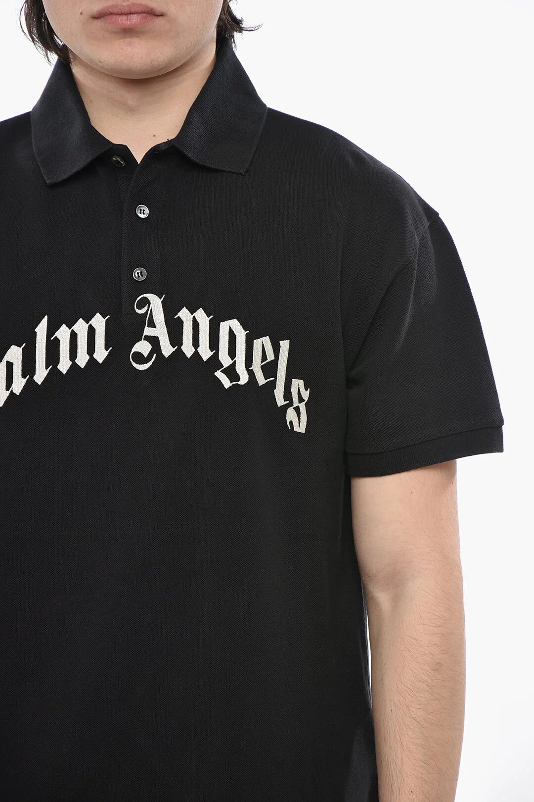 Palm Angels og1mm0226 Cotton Piqué Polo Shirt in Black Size US L / EU 52-54 / 3 - 3 Thumbnail