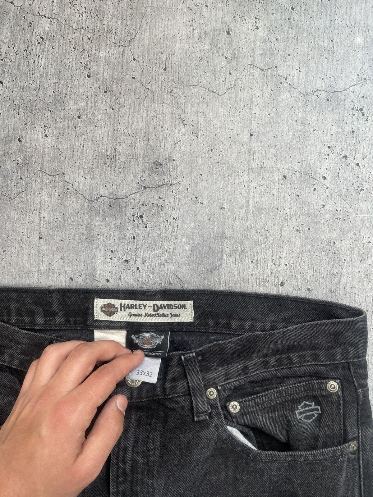 Harley Davidson Crazy Vintage Y2K Harley Davidson Jeans Black Wide Leg Size US 33 - 6 Thumbnail