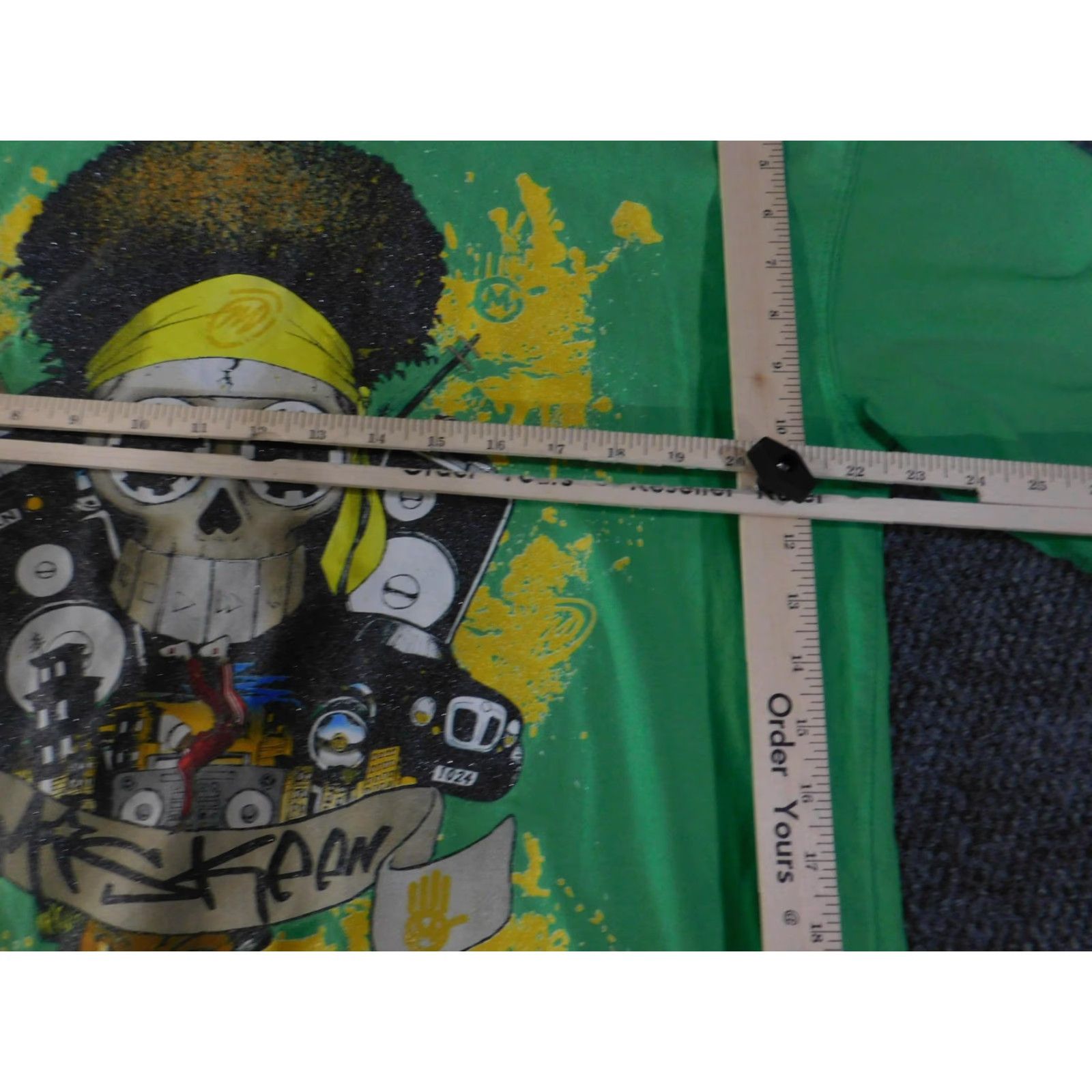 Vintage Miskeen Originals Shirt Mens 2XL Green Skull Graphic Paint Splatter Tee Afro Size US XXL / EU 58 / 5 - 6 Thumbnail