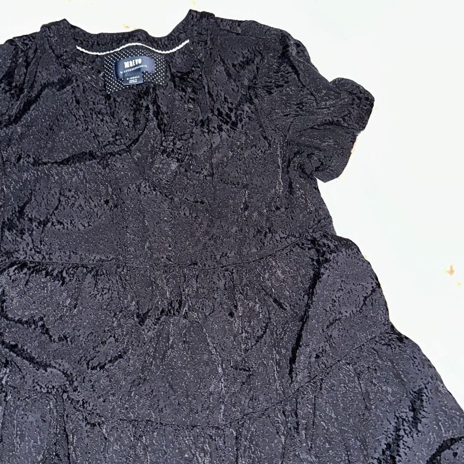 Anthropologie Maeve by Anthropologie Tiered Black Mini Dress | Sz XS Size XS / US 0-2 / IT 36-38 - 5 Thumbnail