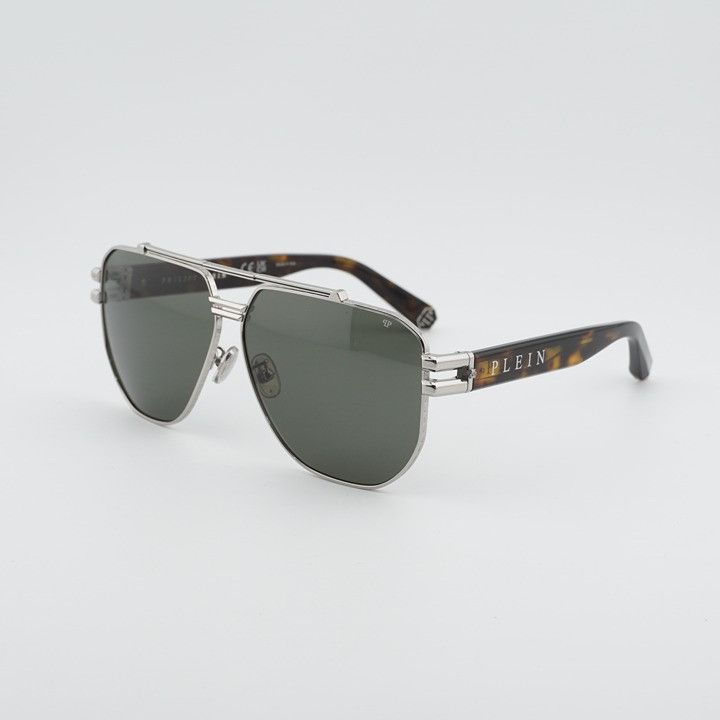 Philipp Plein Philipp Plein SPP185 0K07 Sunglasses Palladium Aviator Frame Size ONE SIZE - 1 Thumbnail