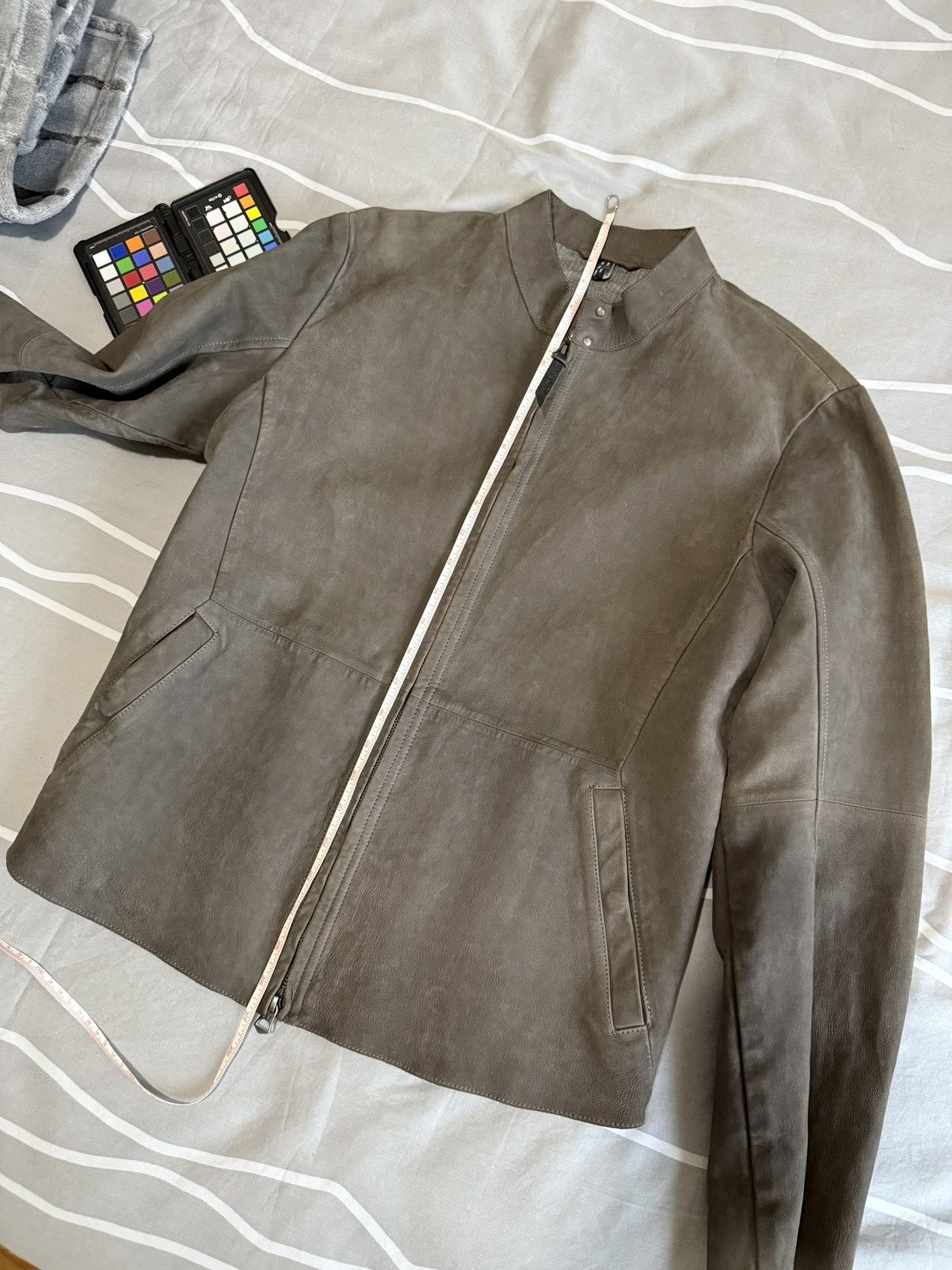 Armani Armani Jeans Leather Bomber Jacket Grey Small Size US S / EU 44-46 / 1 - 14 Thumbnail