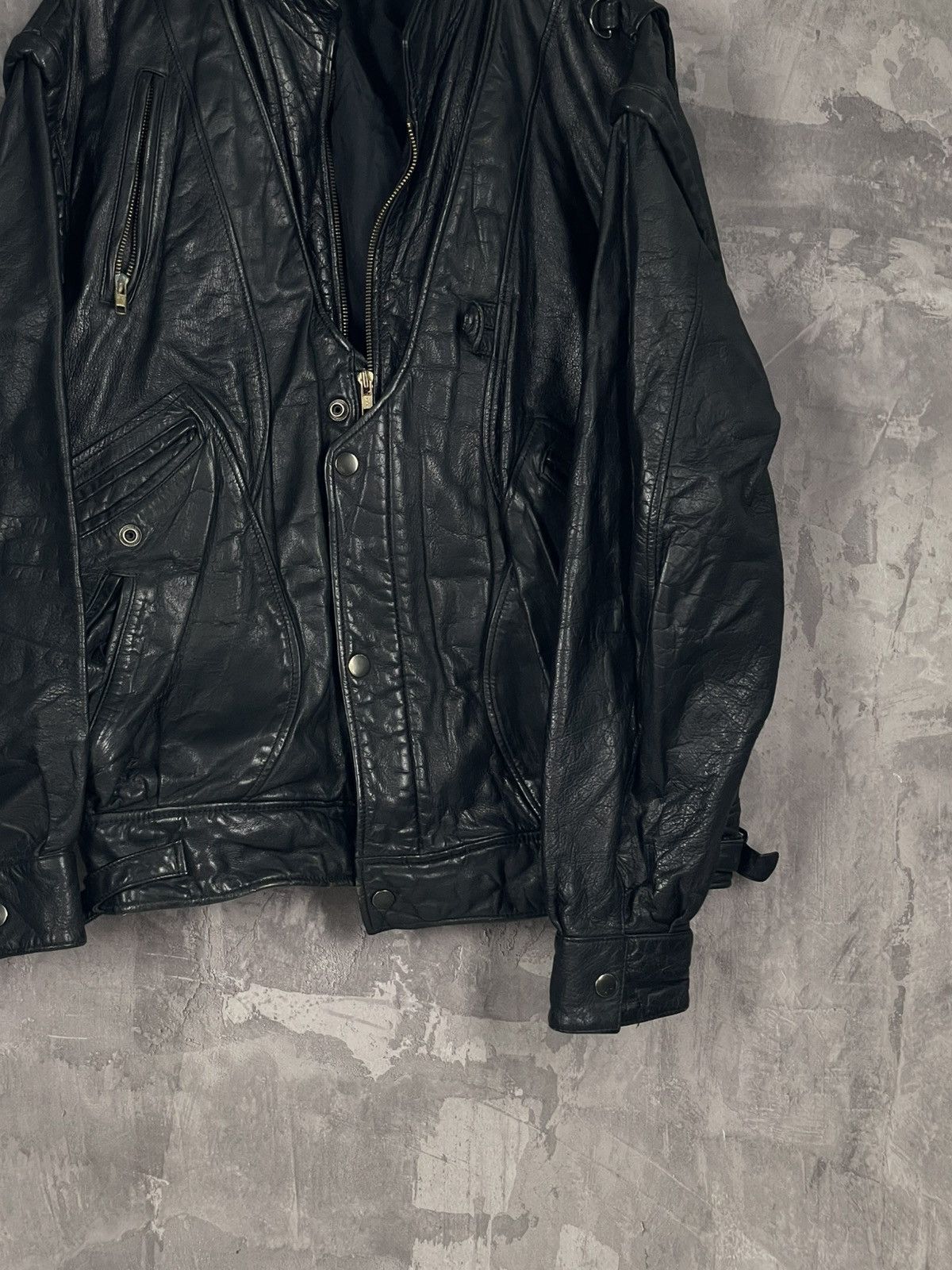 Japanese Brand × Vintage Vintage Leather Jacket Biker Ramones Black Genuine Trucker Size US M / EU 48-50 / 2 - 6 Thumbnail