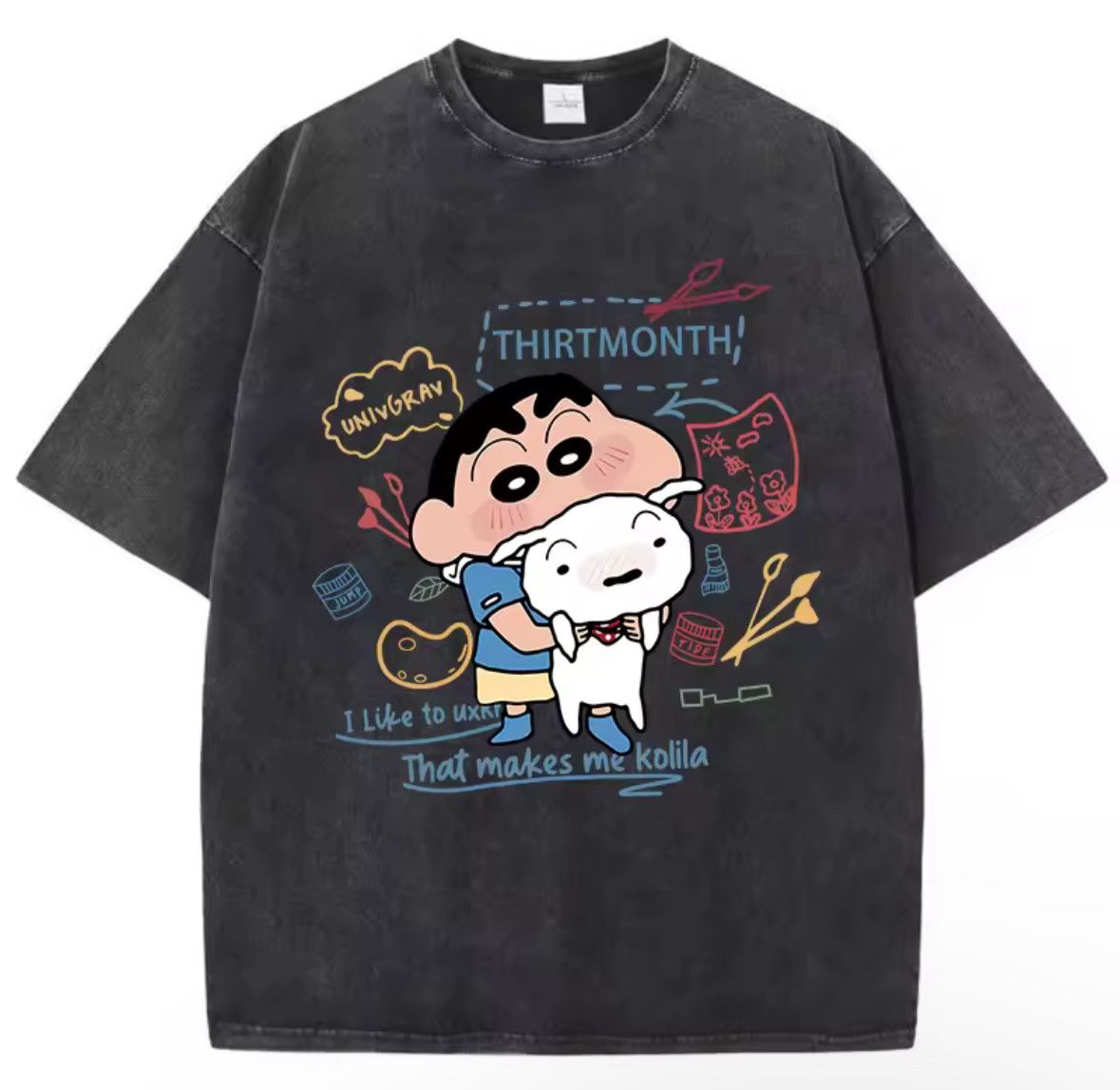 Japanese Brand Vintage Crayon Shin-Chan Anime Washed T-Shirt Men Women Tee Size US L / EU 52-54 / 3 - 1 Thumbnail