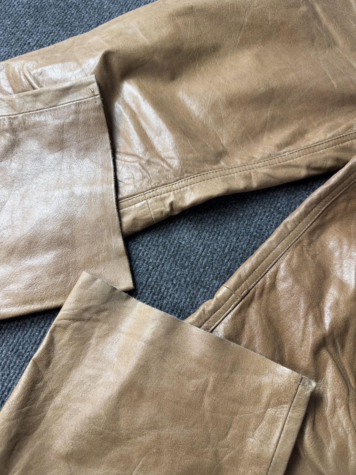 Genuine Leather 00s Leather Biker MOTO Rock Punk Cowboy Chrome Style Pants Size US 31 - 21 Thumbnail