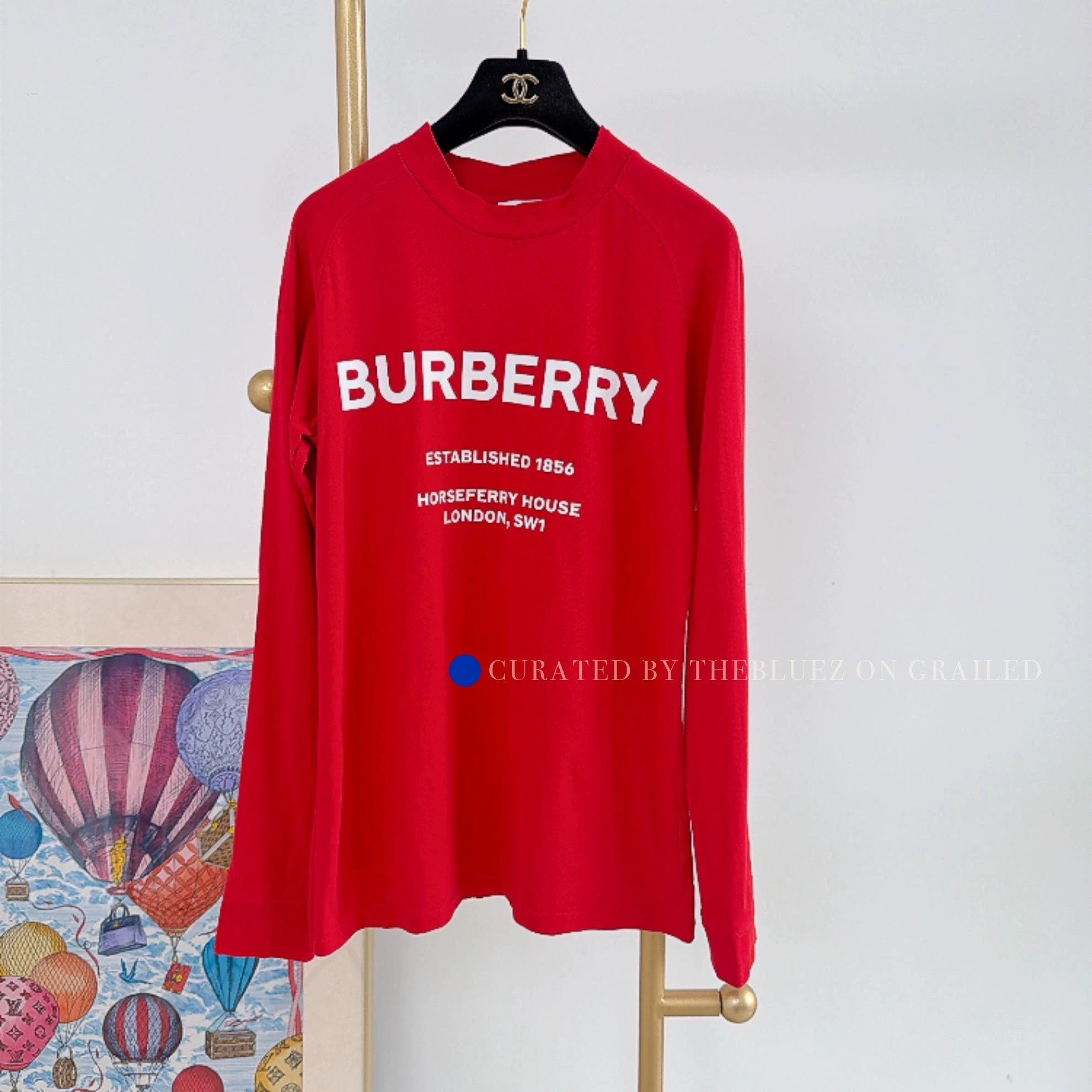 Burberry Red Logo Long Sleeve Tee in XS Size US XS / EU 42 / 0 - 1 Thumbnail