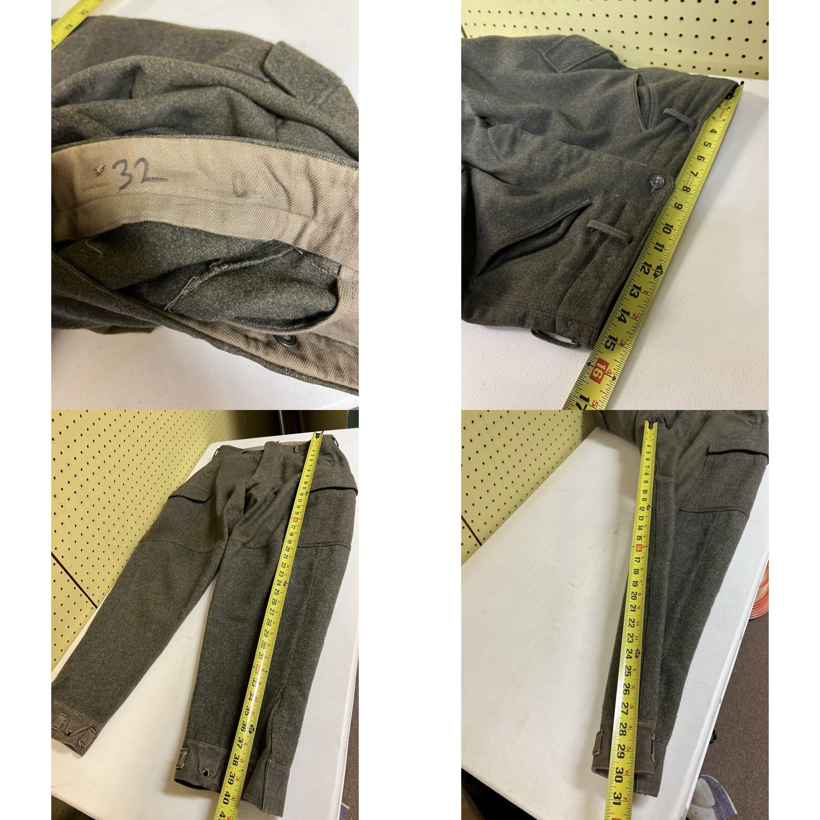 Vintage VINTAGE Swedish Military Wool Cargo Pants 31x32 Men Green 1940s Strap Inseam 32 C48 96 Wool Cargo Style Accessories Straps No Cuff Size US 31 - 8 Thumbnail