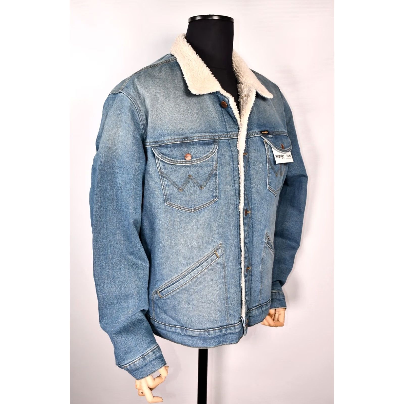 Wrangler WRANGLER 124MJ Men’s Sherpa Jacket Denim Western 2XL Blue Size US 39 - 3 Thumbnail