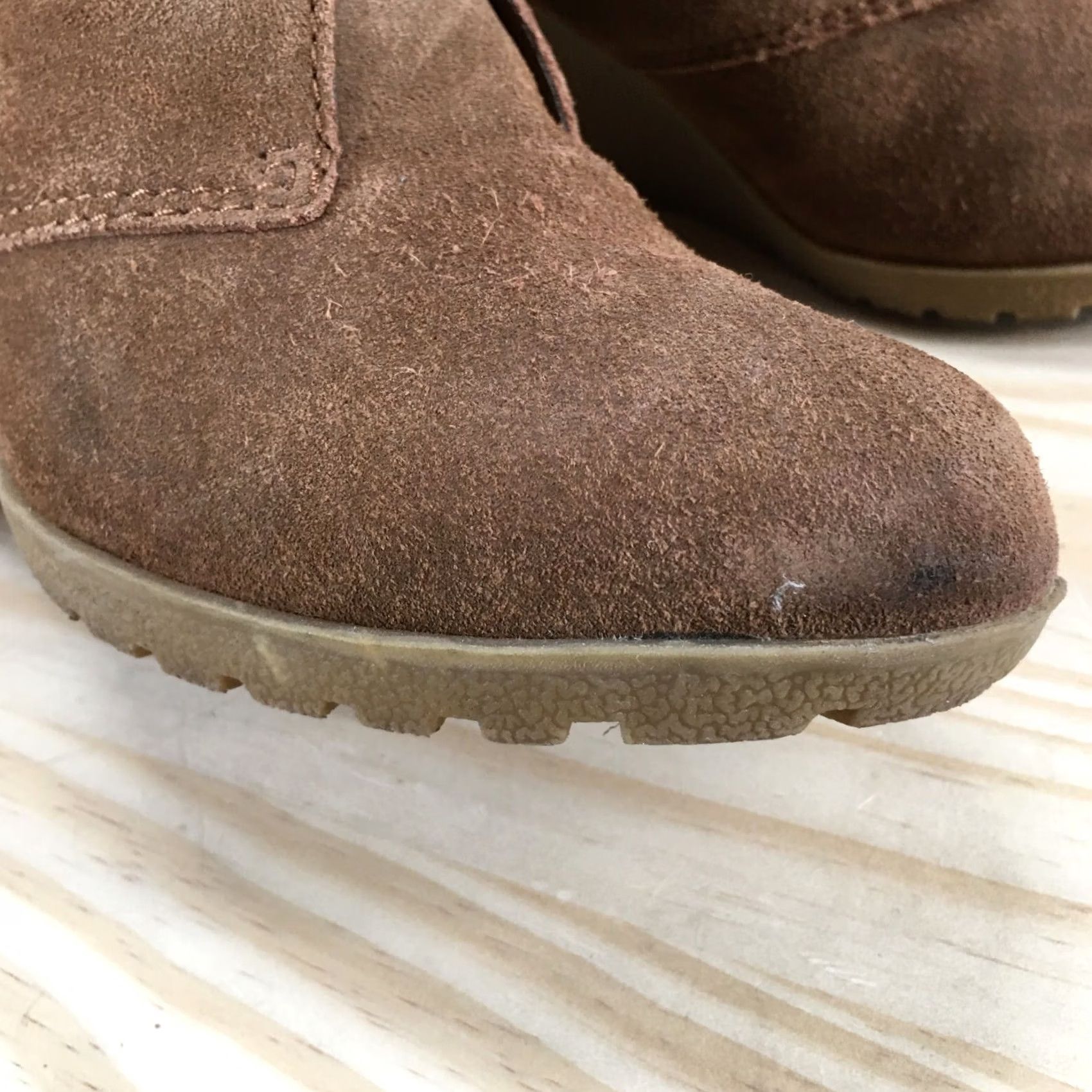 Vintage White Mountain Womens Chukka Boots - Brown Leather Wedge Heels - 8/6.5 US Size - Casual Booties - Fashion Size US 8 / IT 38 - 4 Thumbnail
