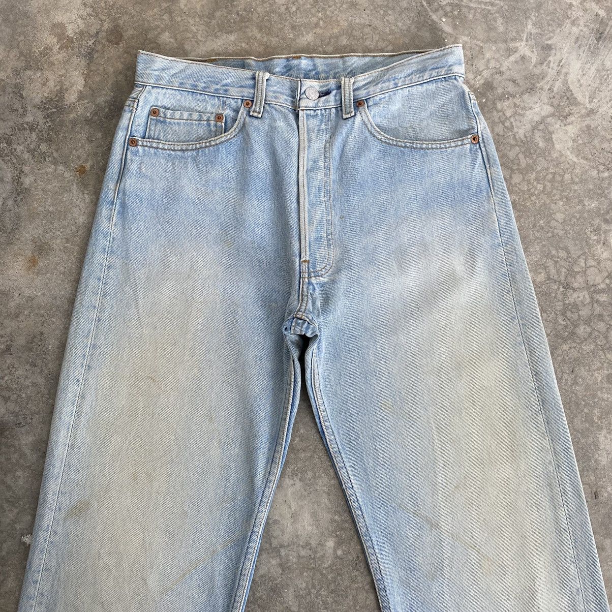 Levi's Vintage 1990 Levis 501 Light Blue Mud Jeans Size US 31 - 2 Thumbnail