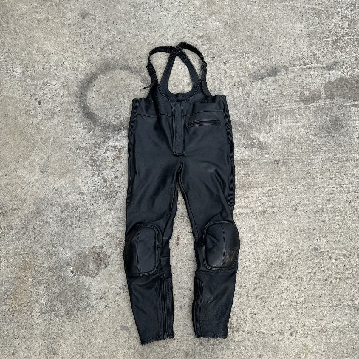 image of Vintage Moto Leather Pants Overalls Size 58 Style Usa 00S in Black, Men's