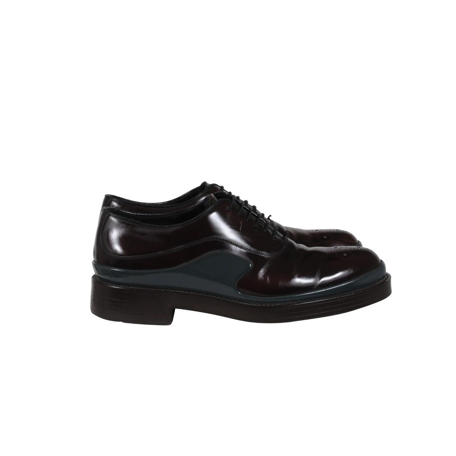 Prada Derbys Burgundy Leather Double Gray Mid Sole - 02478 Size US 9 / EU 42 - 12 Thumbnail
