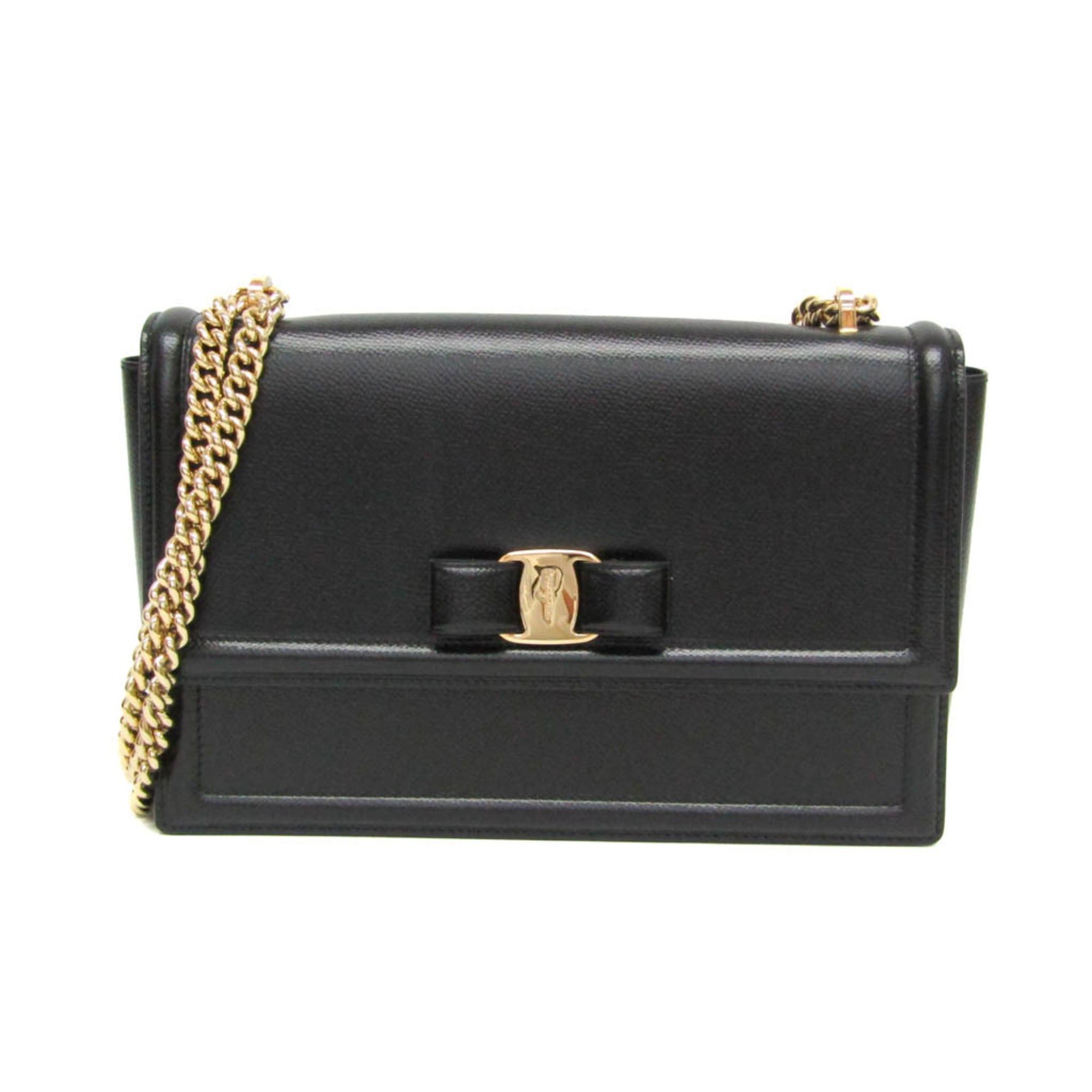 Salvatore Ferragamo Salvatore Ferragamo Vara AU-21G462 Women's Leather Shoulder Bag Black Size ONE SIZE - 1 Thumbnail