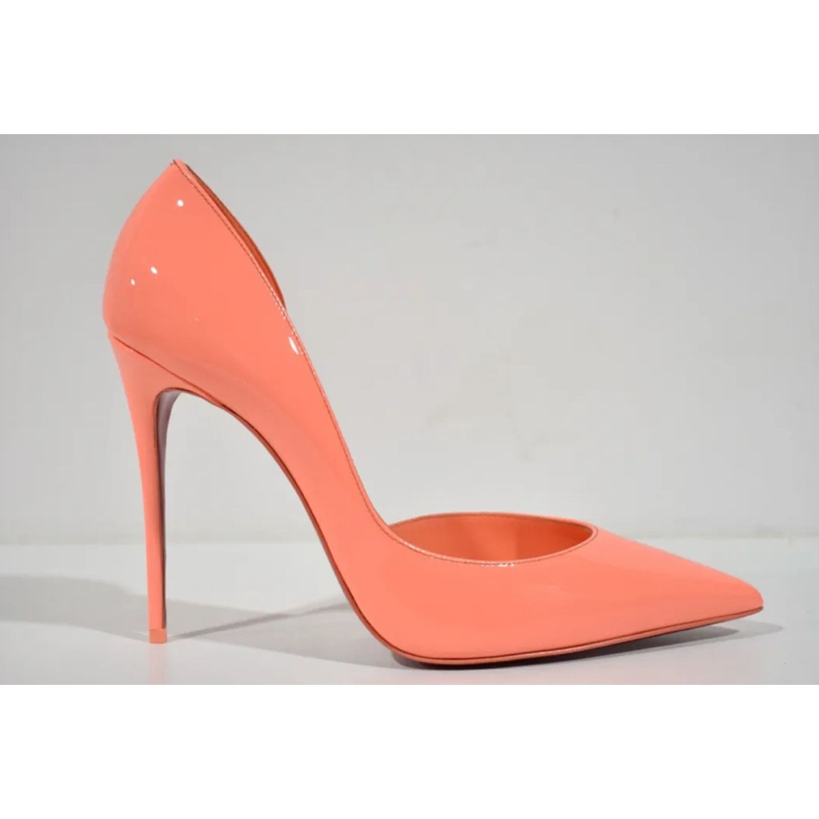 Christian Louboutin Iriza 100 Drag Orange Patent Leather D'Orsay Heel Pump 38 Size US 8 / IT 38 - 2 Thumbnail