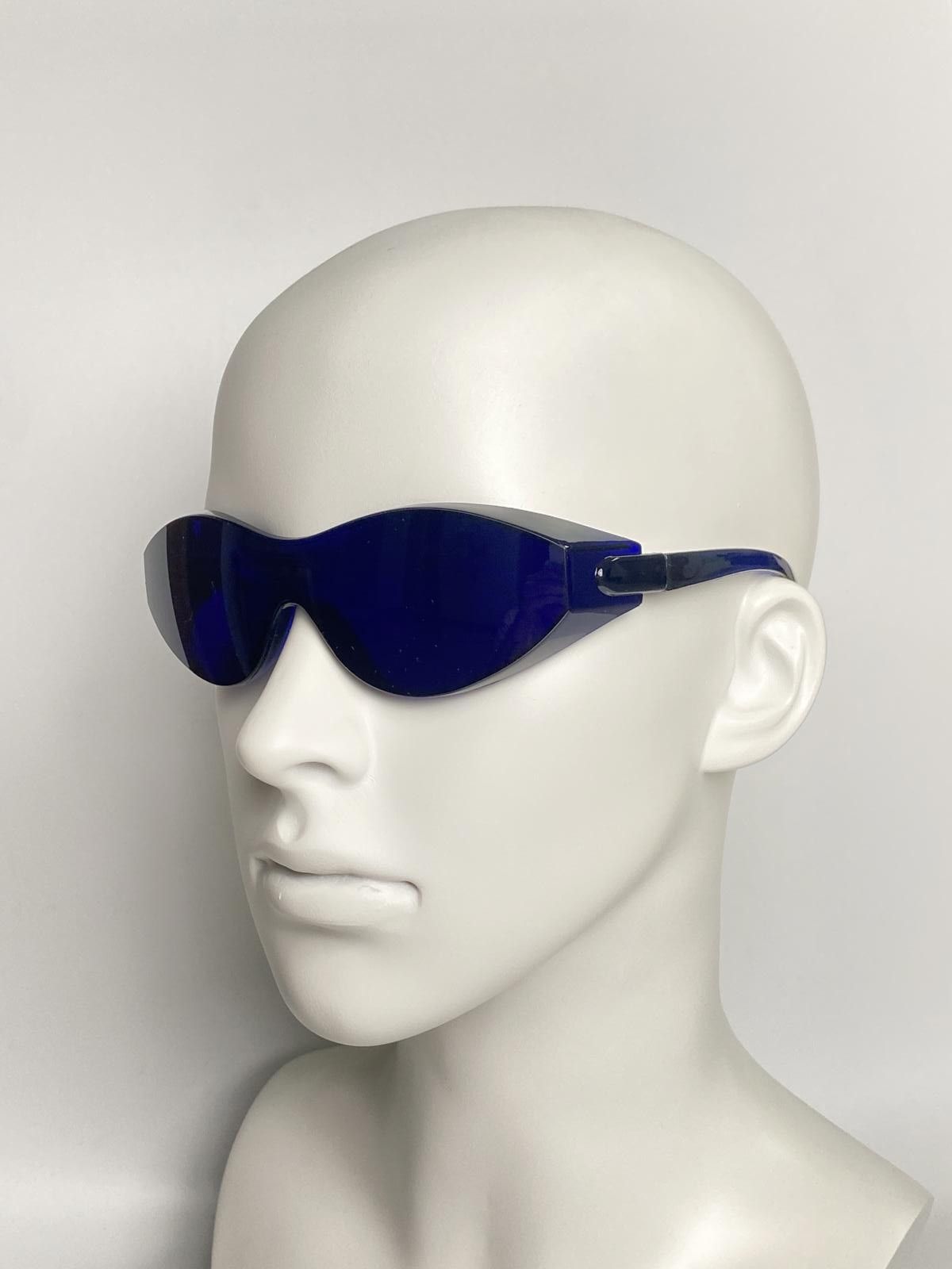 Japanese Brand Y2k Large Wide Safety Glasses Sunglasses Blue Unisex OS Size ONE SIZE - 1 Thumbnail
