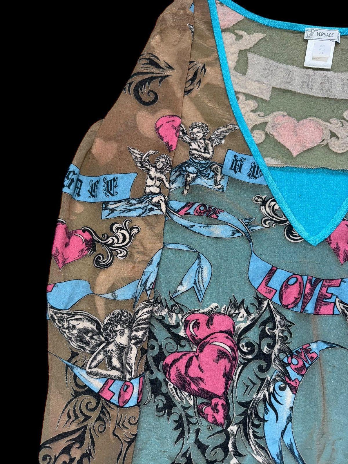 Versace Vintage Versace Sheer Mesh Top Blouse Tattoo Angels Print Size M / US 6-8 / IT 42-44 - 6 Thumbnail