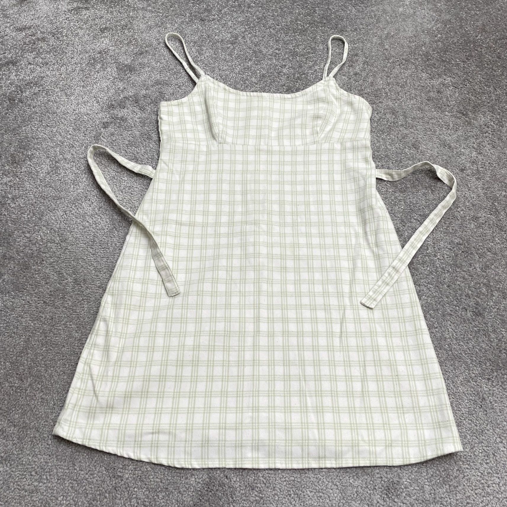 Vintage J. Galt Tank Dress Womens One Size Green White Plaid Belted Spaghetti Strap Tank Dress Dress Length: Knee Length Size ONE SIZE - 2 Thumbnail