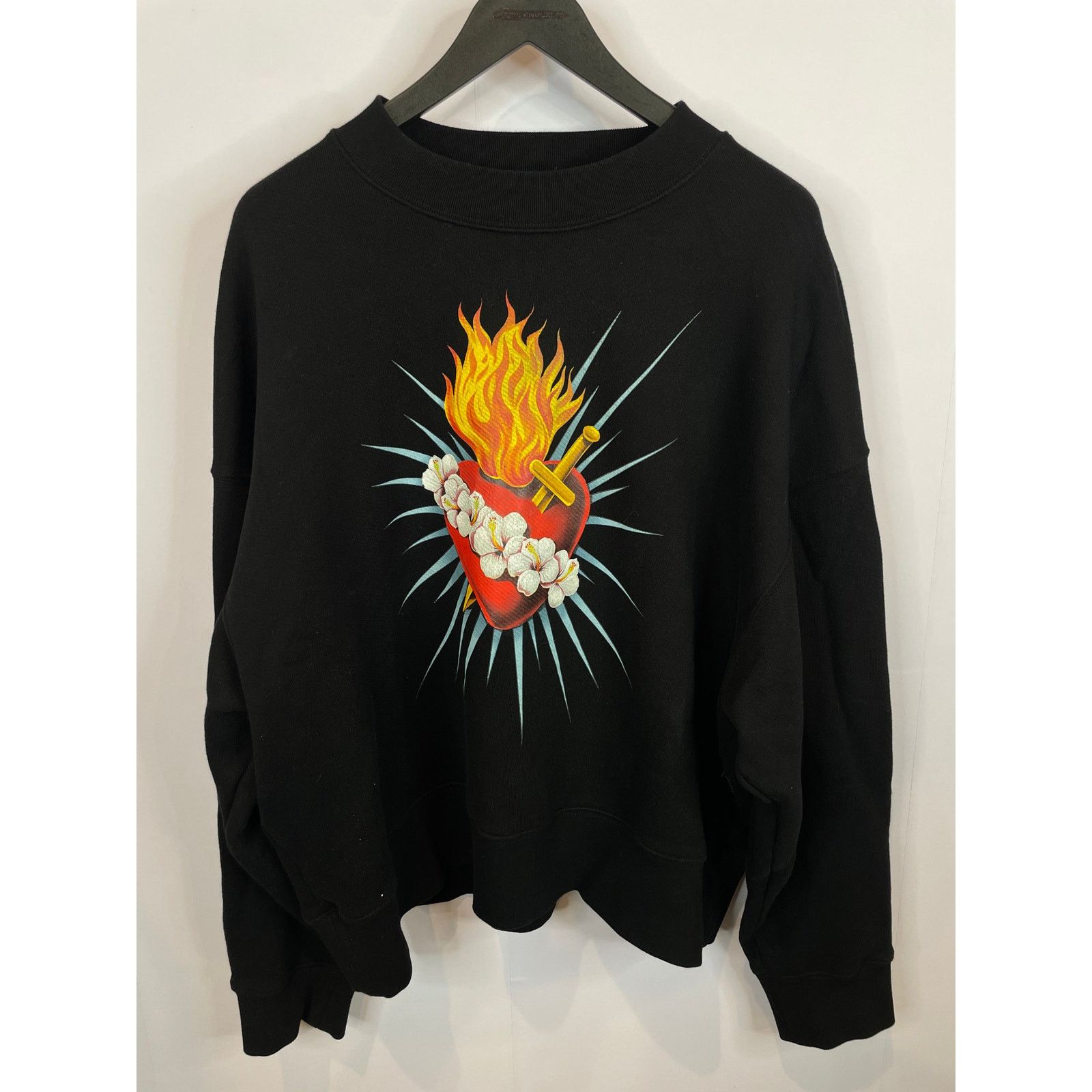 Palm Angels Palm Angels Flame Heart Crewneck Black Used Large Size US L / EU 52-54 / 3 - 2 Thumbnail