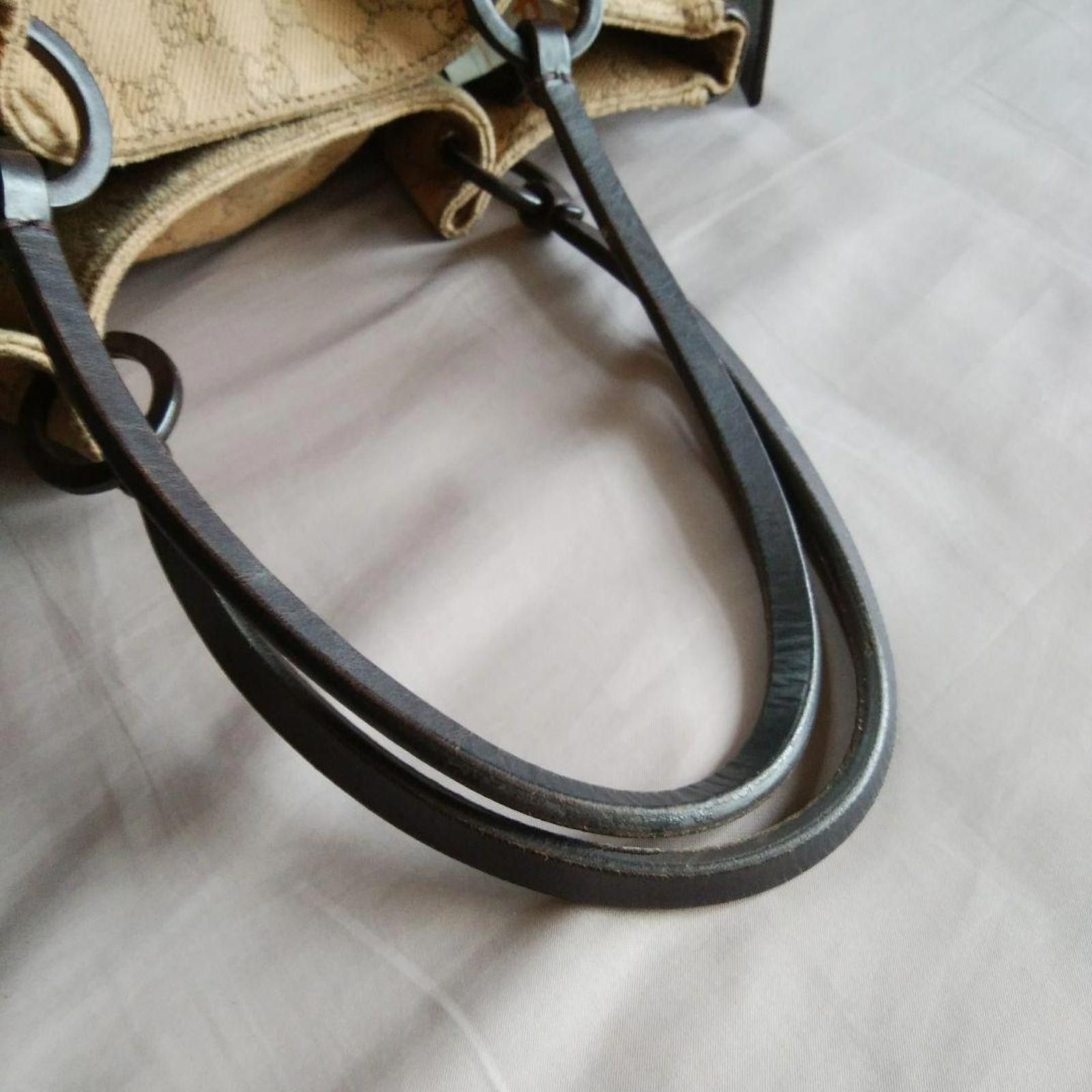 Gucci Gucci - Beige Monogram Canvas Tote Bag with Black Leather Tr Size ONE SIZE - 5 Thumbnail